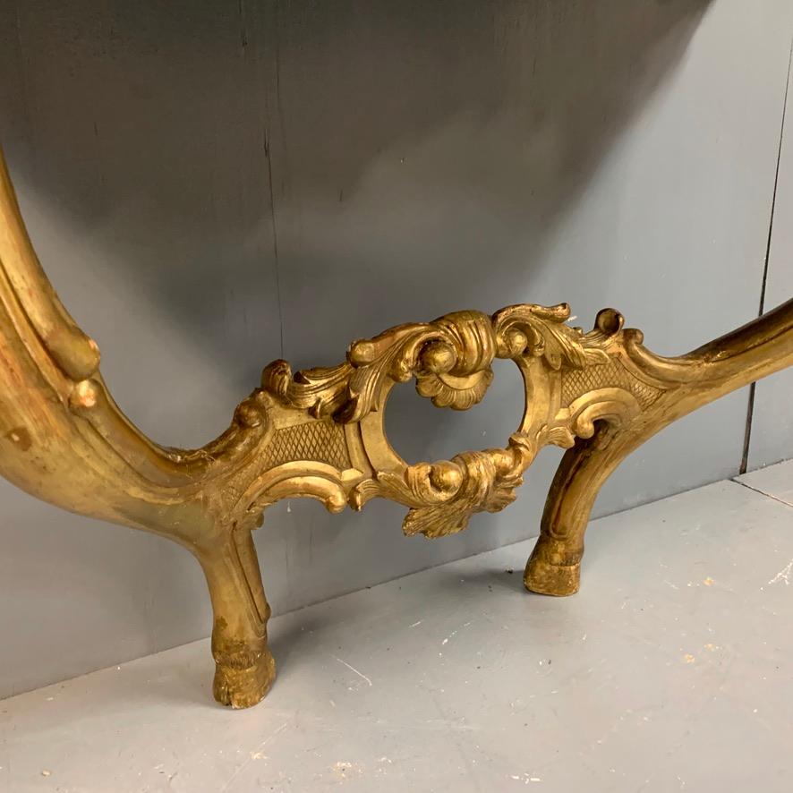 Softwood 18th Century French Gilt Wall Mounted Console Table with Marble Top