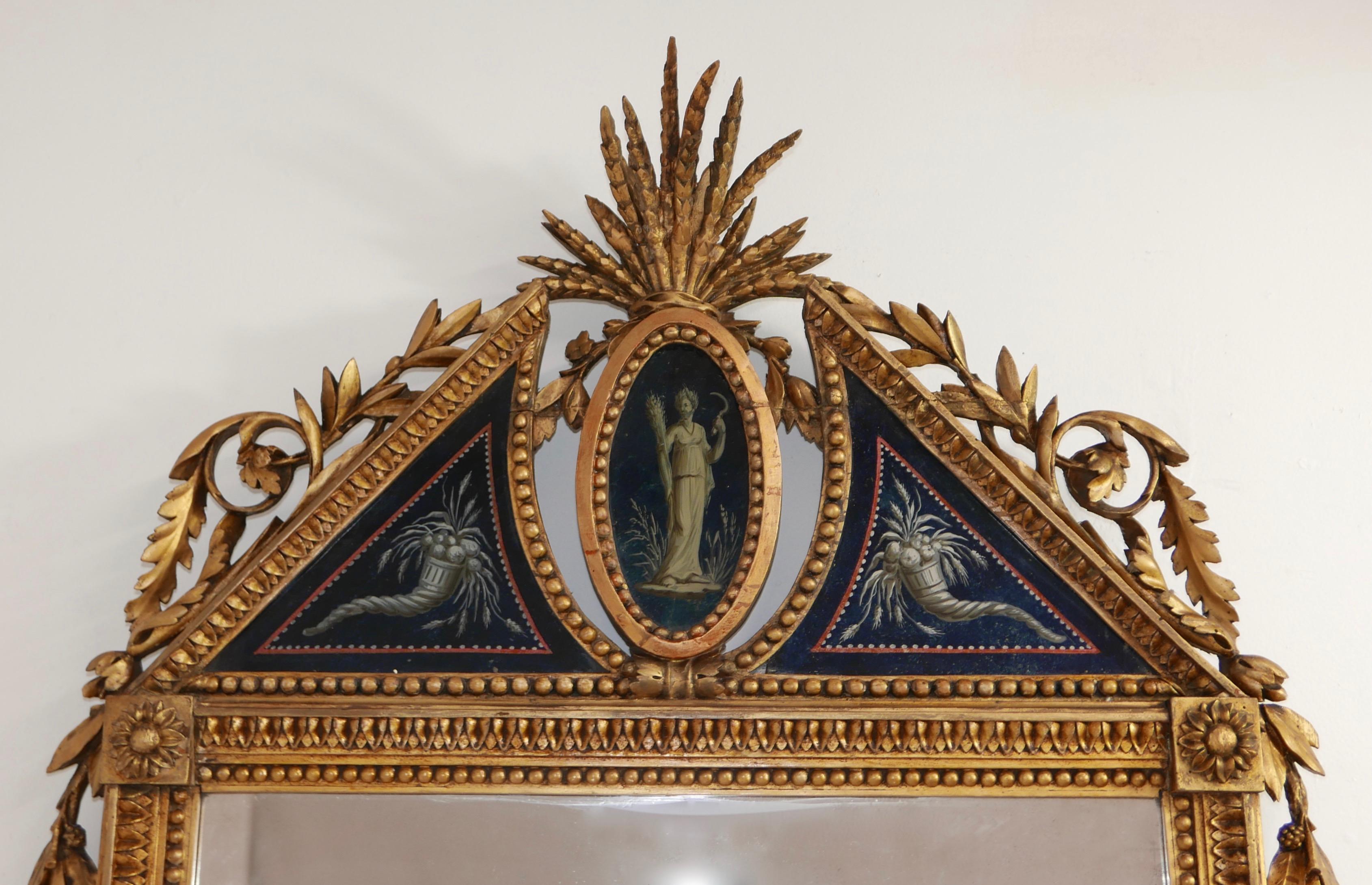 18th Century French Giltwood and Églomisé Pier Mirror For Sale 6