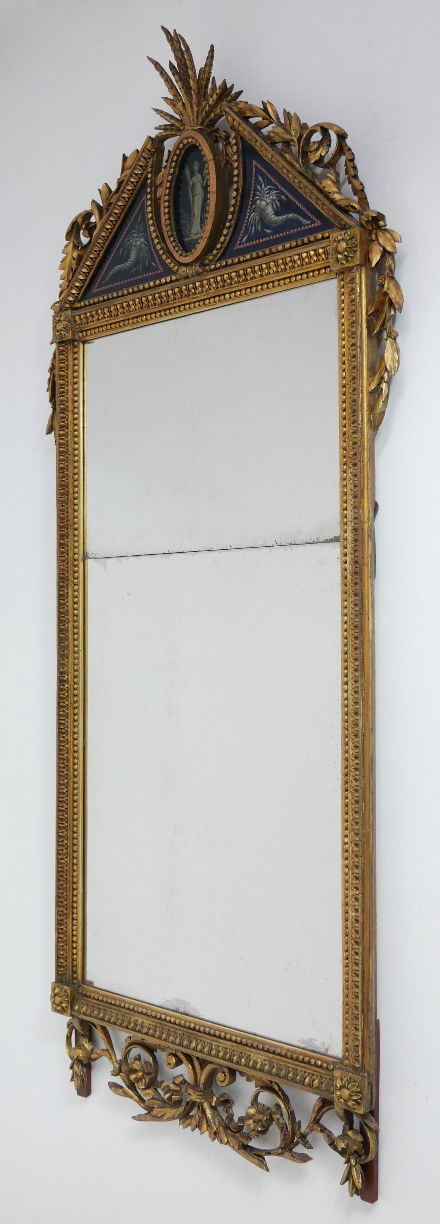 18th Century French Giltwood and Églomisé Pier Mirror For Sale 7