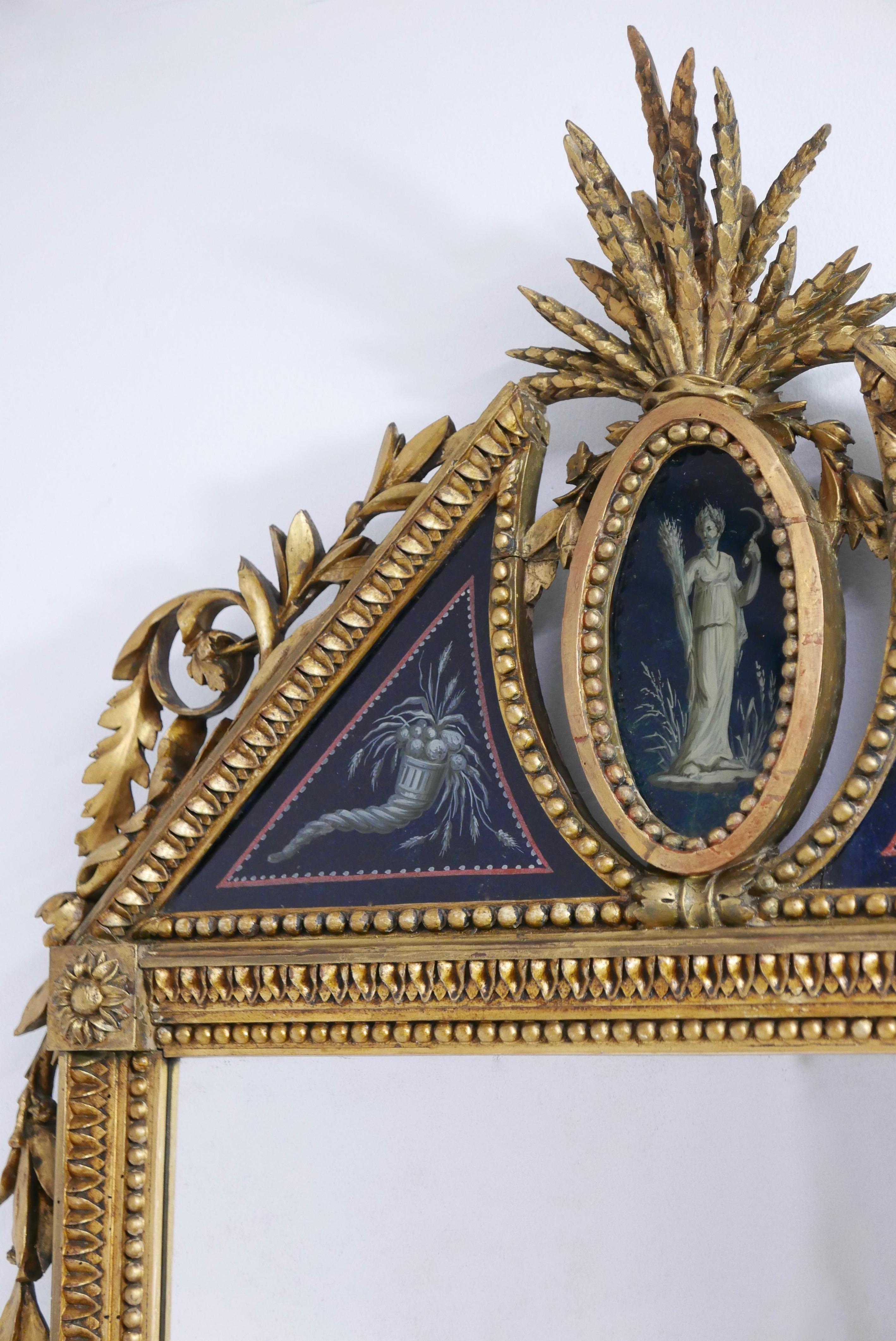 18th Century French Giltwood and Églomisé Pier Mirror In Good Condition For Sale In San Francisco, CA