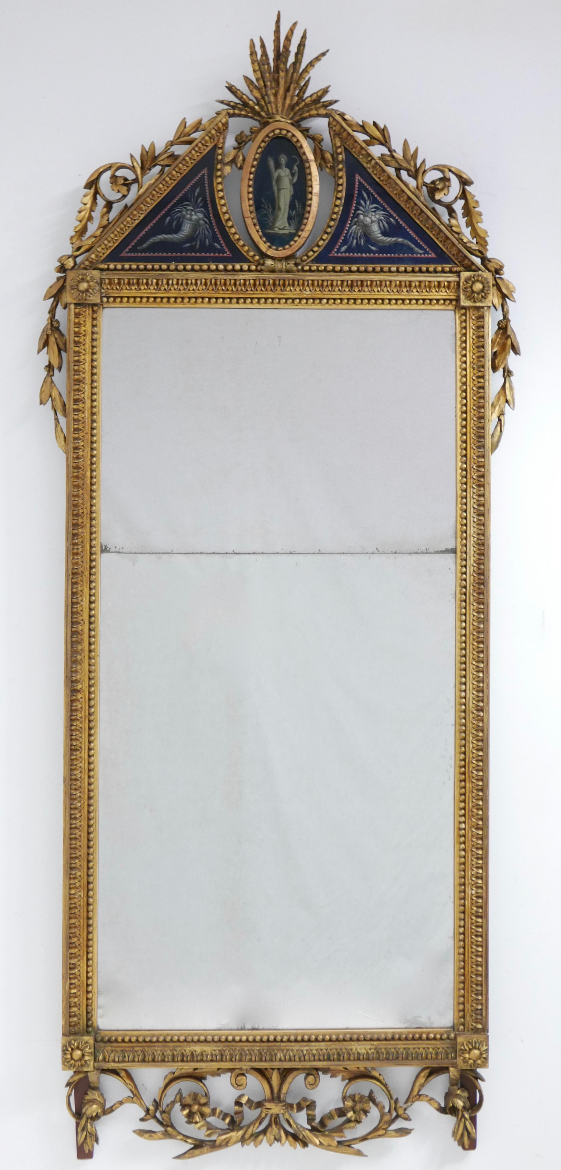 18th Century French Giltwood and Églomisé Pier Mirror For Sale 1