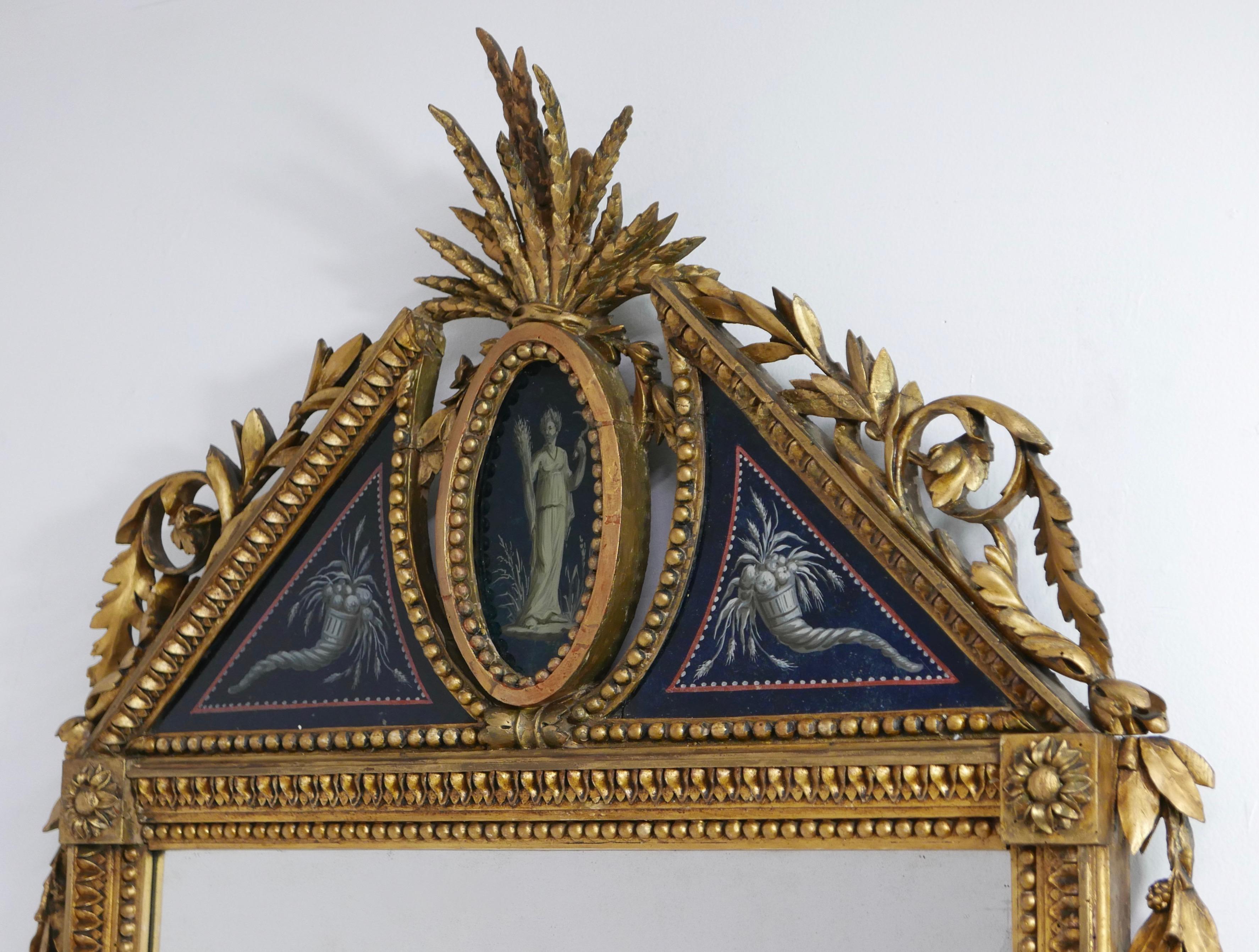 18th Century French Giltwood and Églomisé Pier Mirror For Sale 3