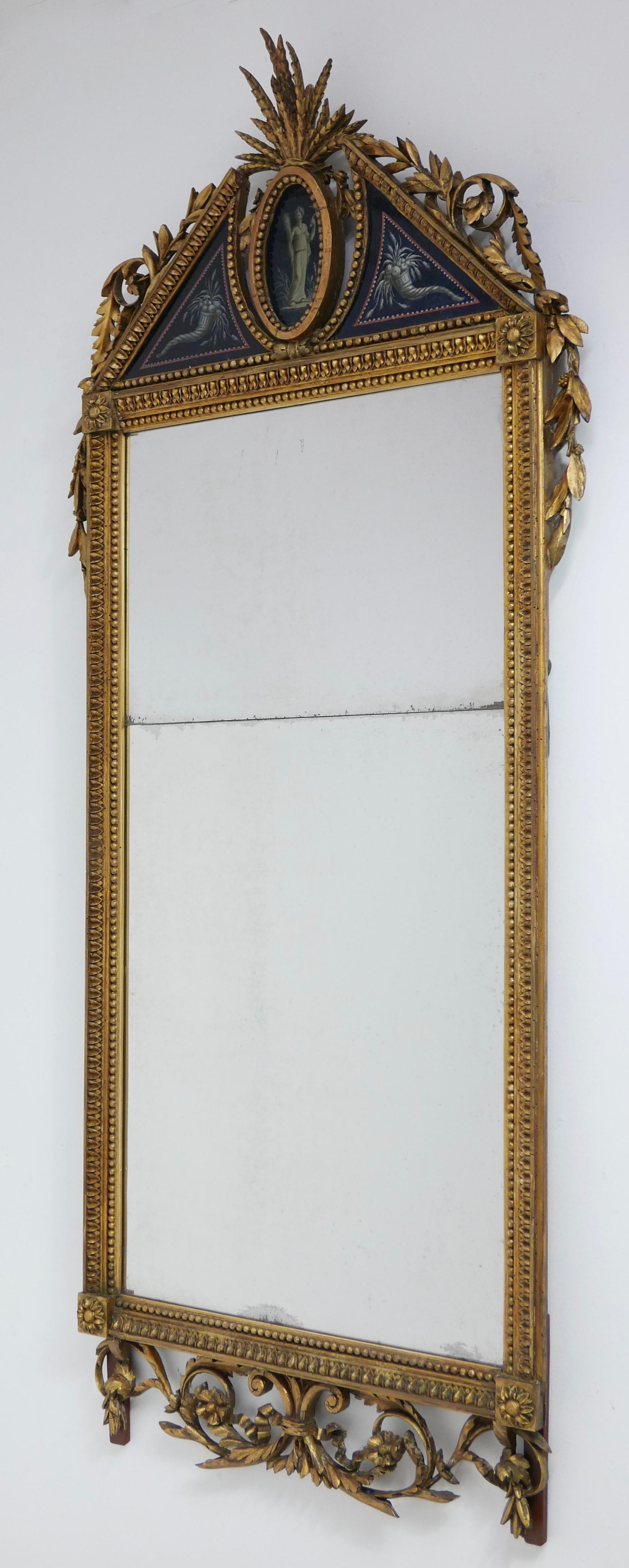 18th Century French Giltwood and Églomisé Pier Mirror For Sale 4
