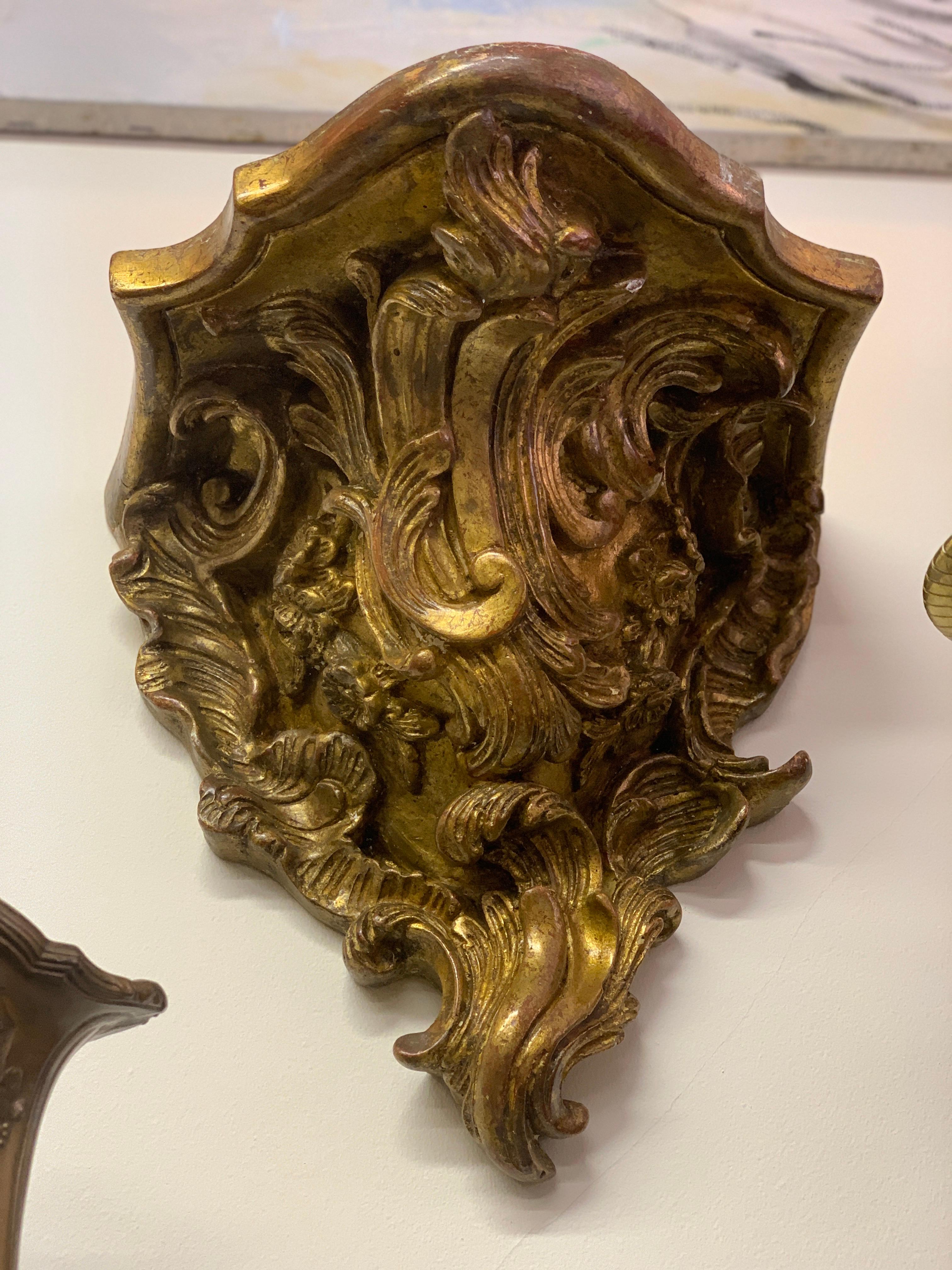 Rococo 18th Century French Gilt Wood Sculptured Wall-Consoles For Sale