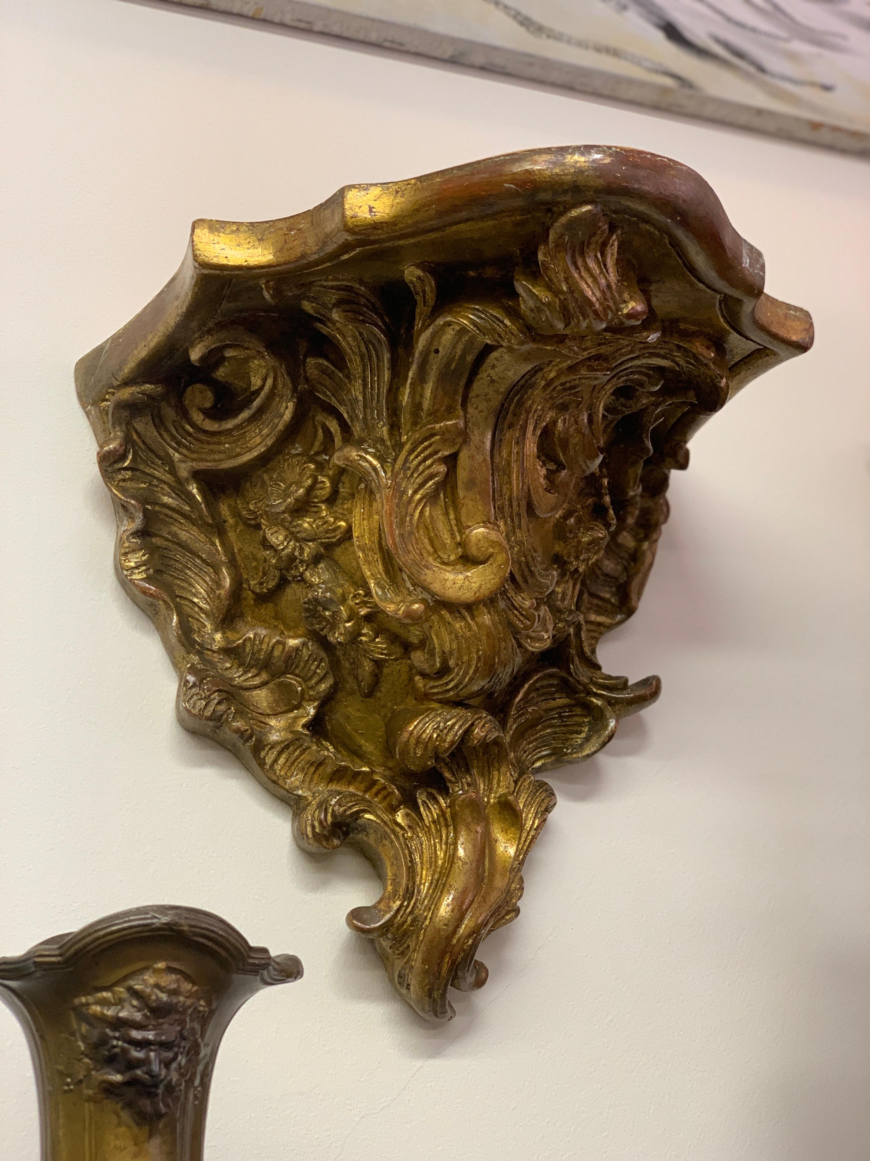 18th Century French Gilt Wood Sculptured Wall-Consoles In Good Condition For Sale In Sofia, BG
