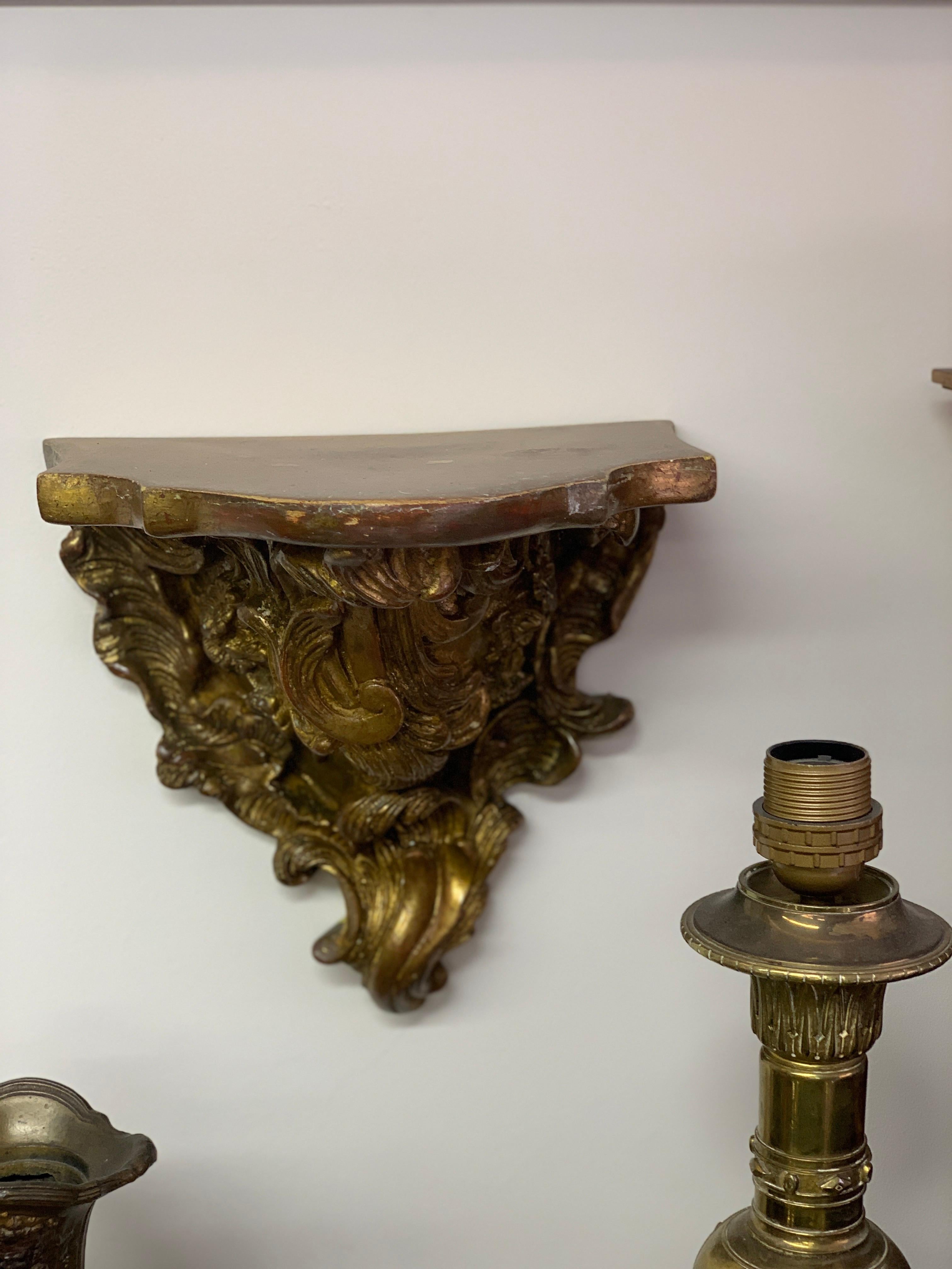Giltwood 18th Century French Gilt Wood Sculptured Wall-Consoles For Sale