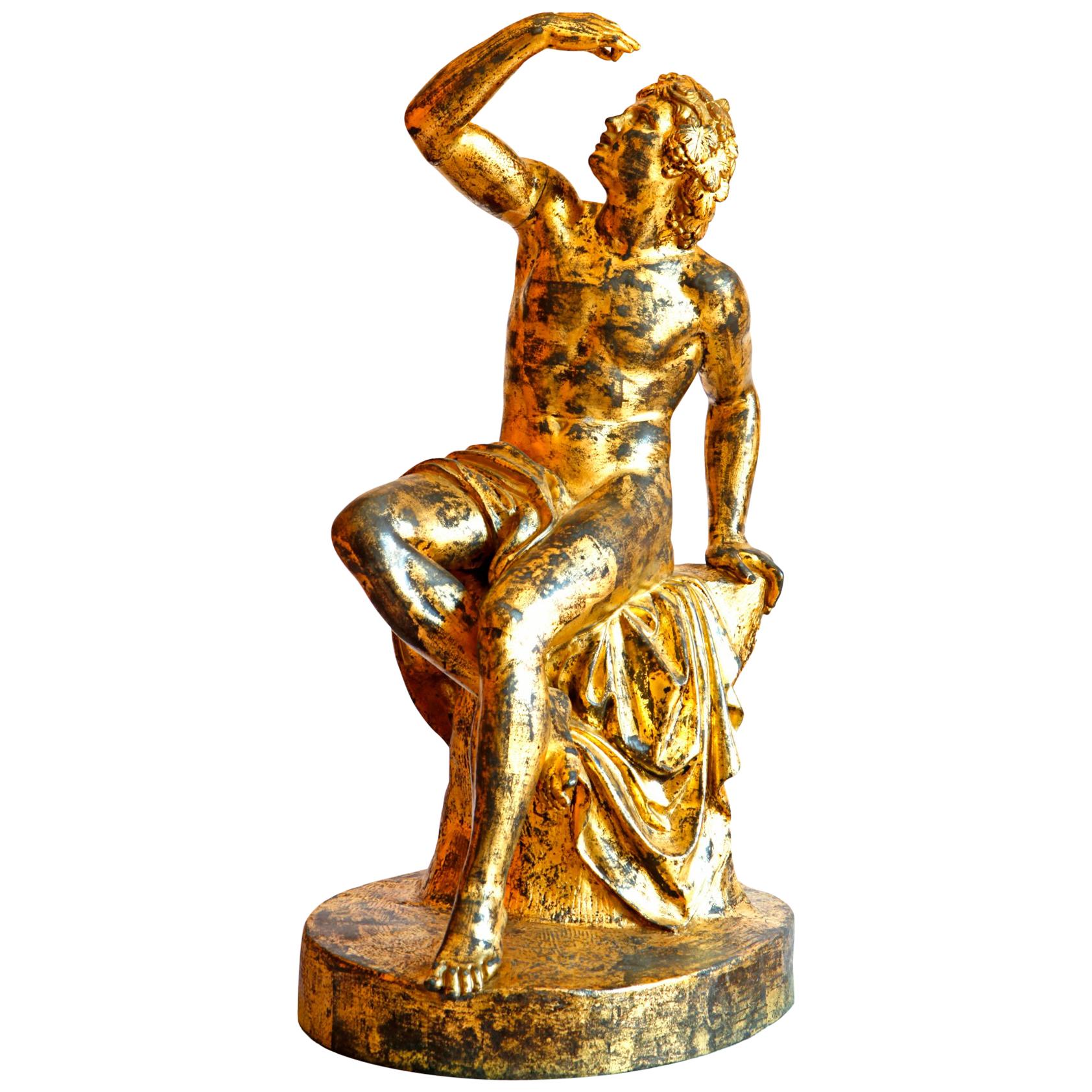 18th Century French Gilt Zinc Figure of Bacchus For Sale