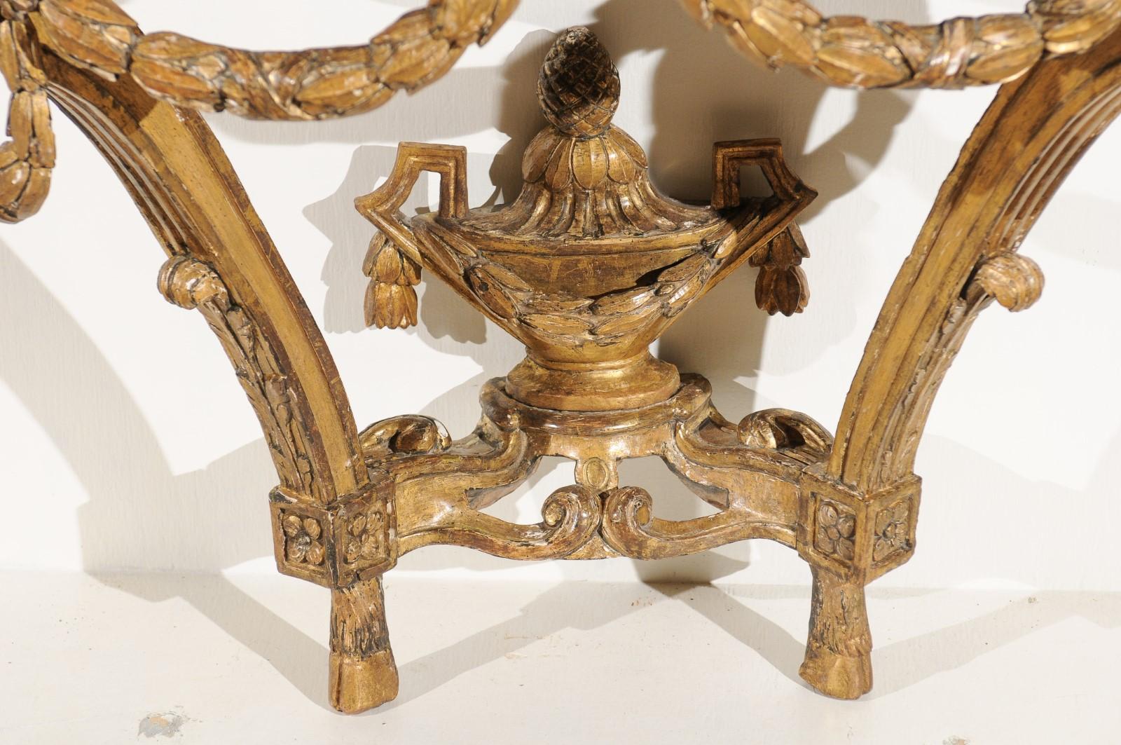 18th Century French Giltwood Console with Marble Top For Sale 5