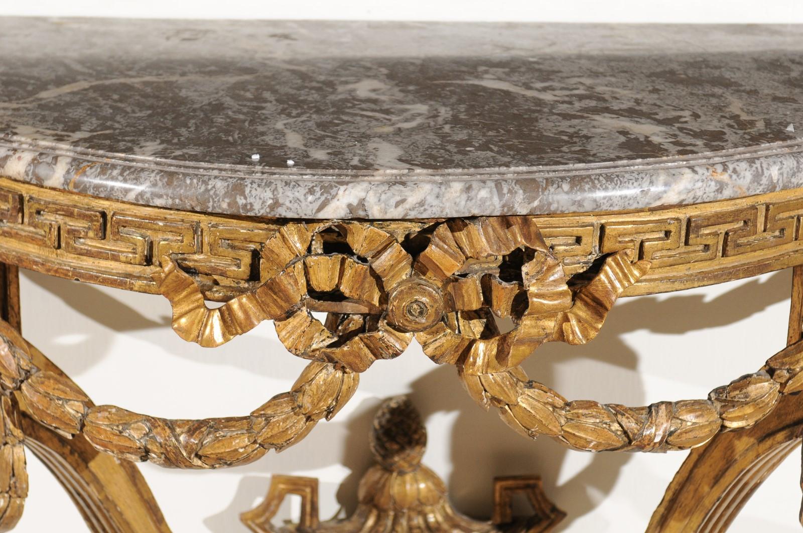 18th Century French Giltwood Console with Marble Top For Sale 6