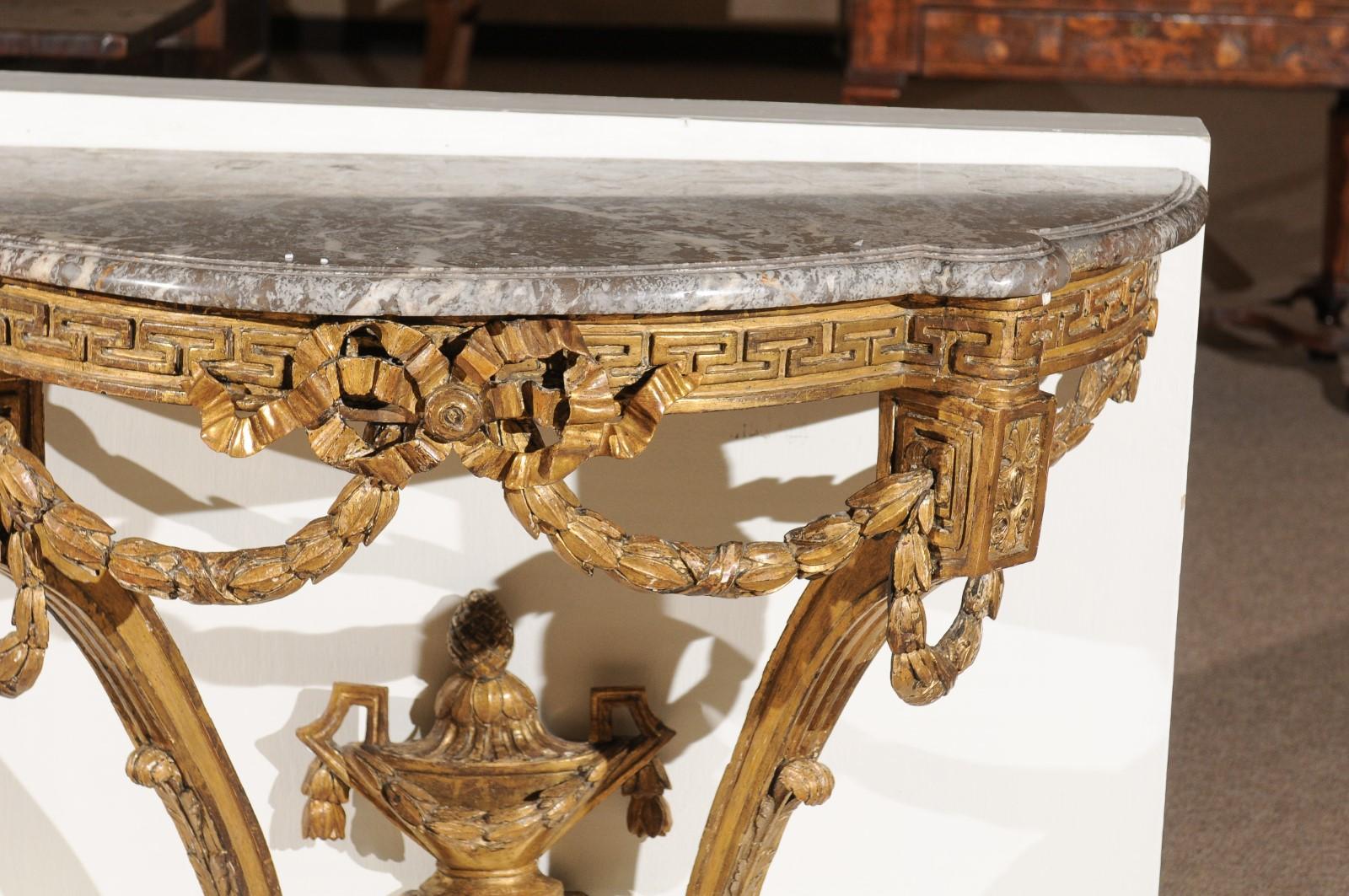 18th Century French Giltwood Console with Marble Top In Good Condition For Sale In Atlanta, GA