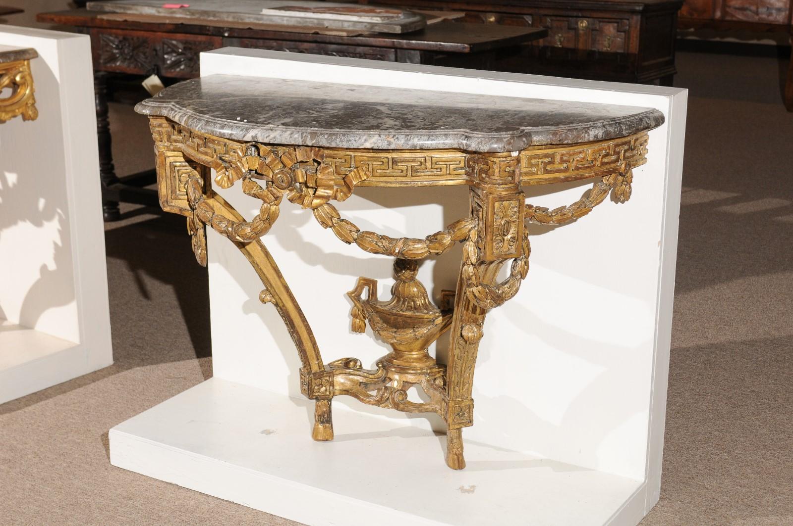 18th Century French Giltwood Console with Marble Top For Sale 2