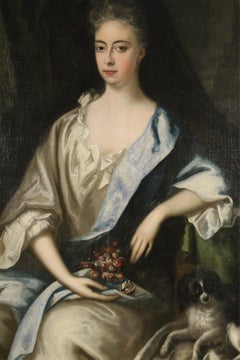18th Century French Giltwood Framed Oil Painting Portrait of a Woman