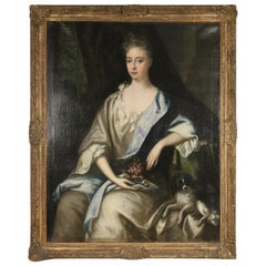 18th Century French Giltwood Framed Oil Painting Portrait of a Woman
