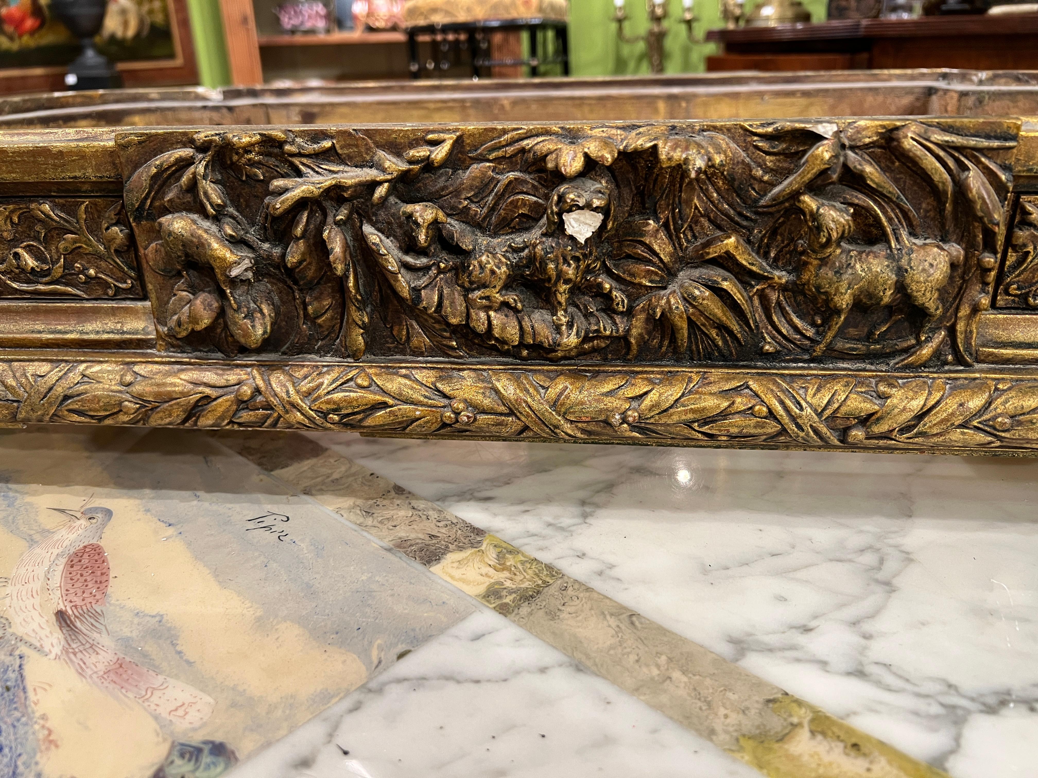 Jardinière de cour en bois doré du XVIIIe siècle, sur pieds, double doublure d'origine en vente 6