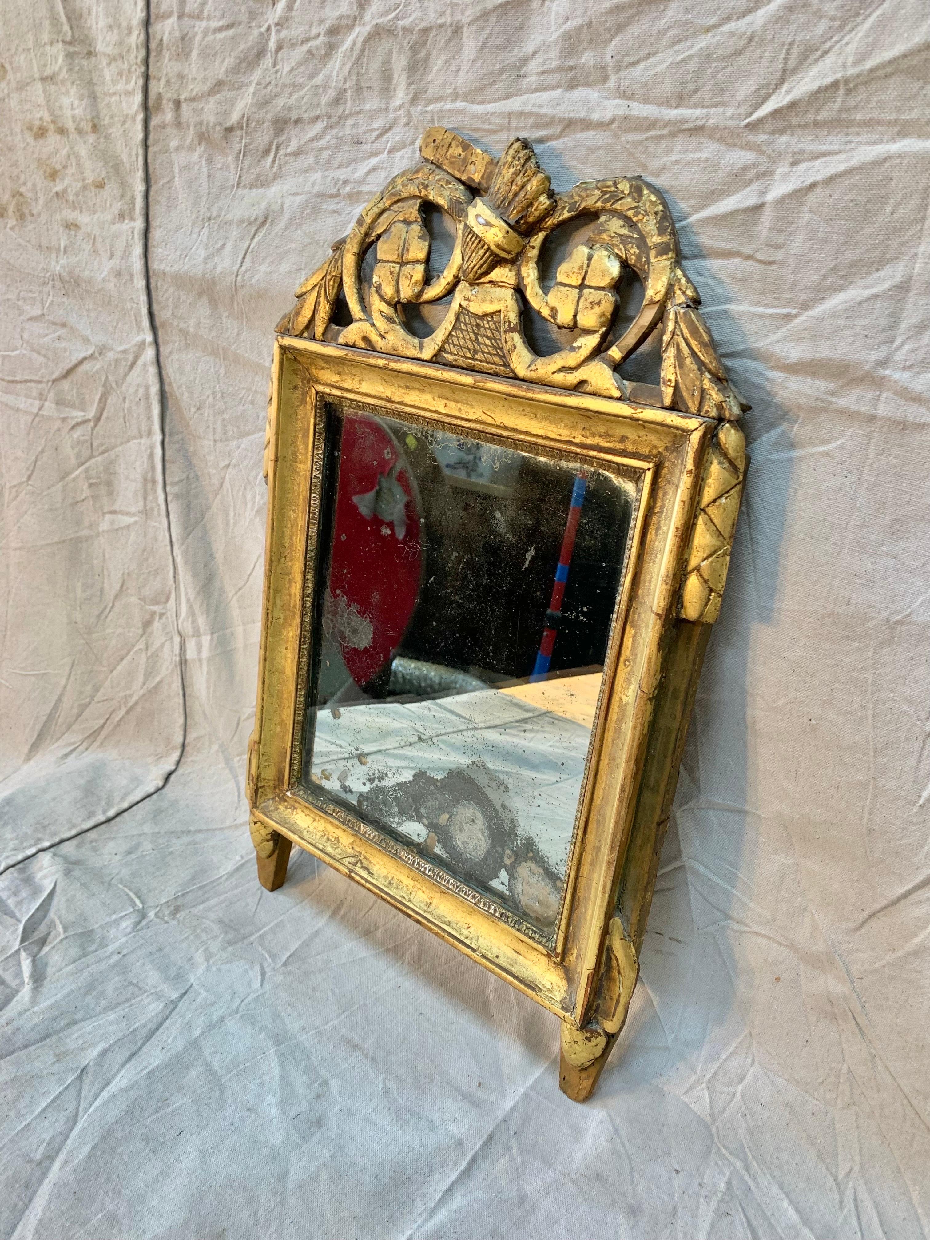 Hand-Crafted 18th Century French Giltwood Wall Mirror