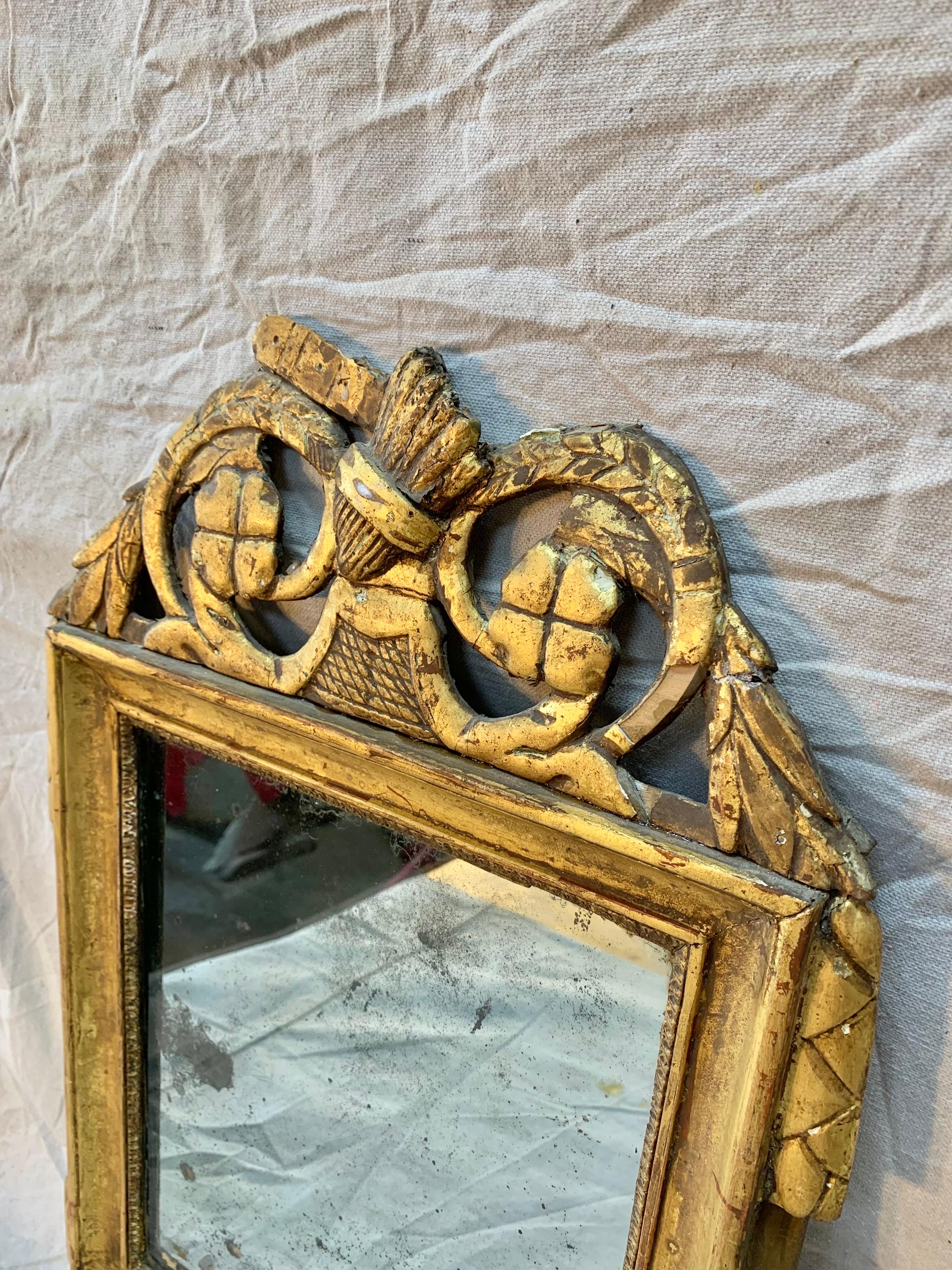 18th Century French Giltwood Wall Mirror In Good Condition For Sale In Burton, TX