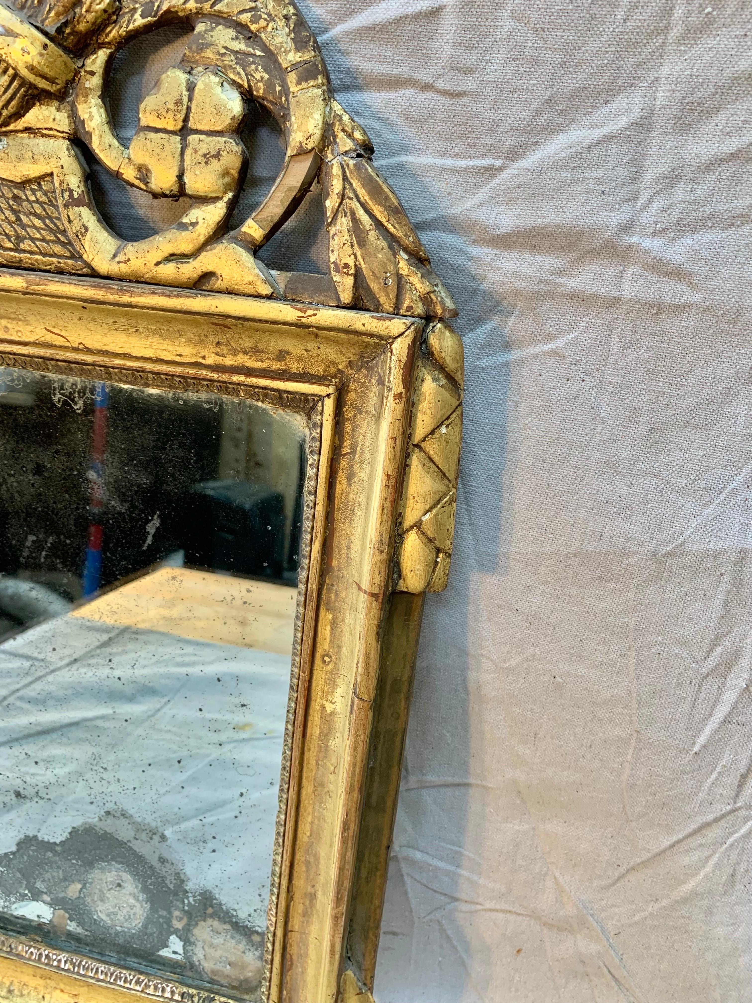 18th Century and Earlier 18th Century French Giltwood Wall Mirror For Sale