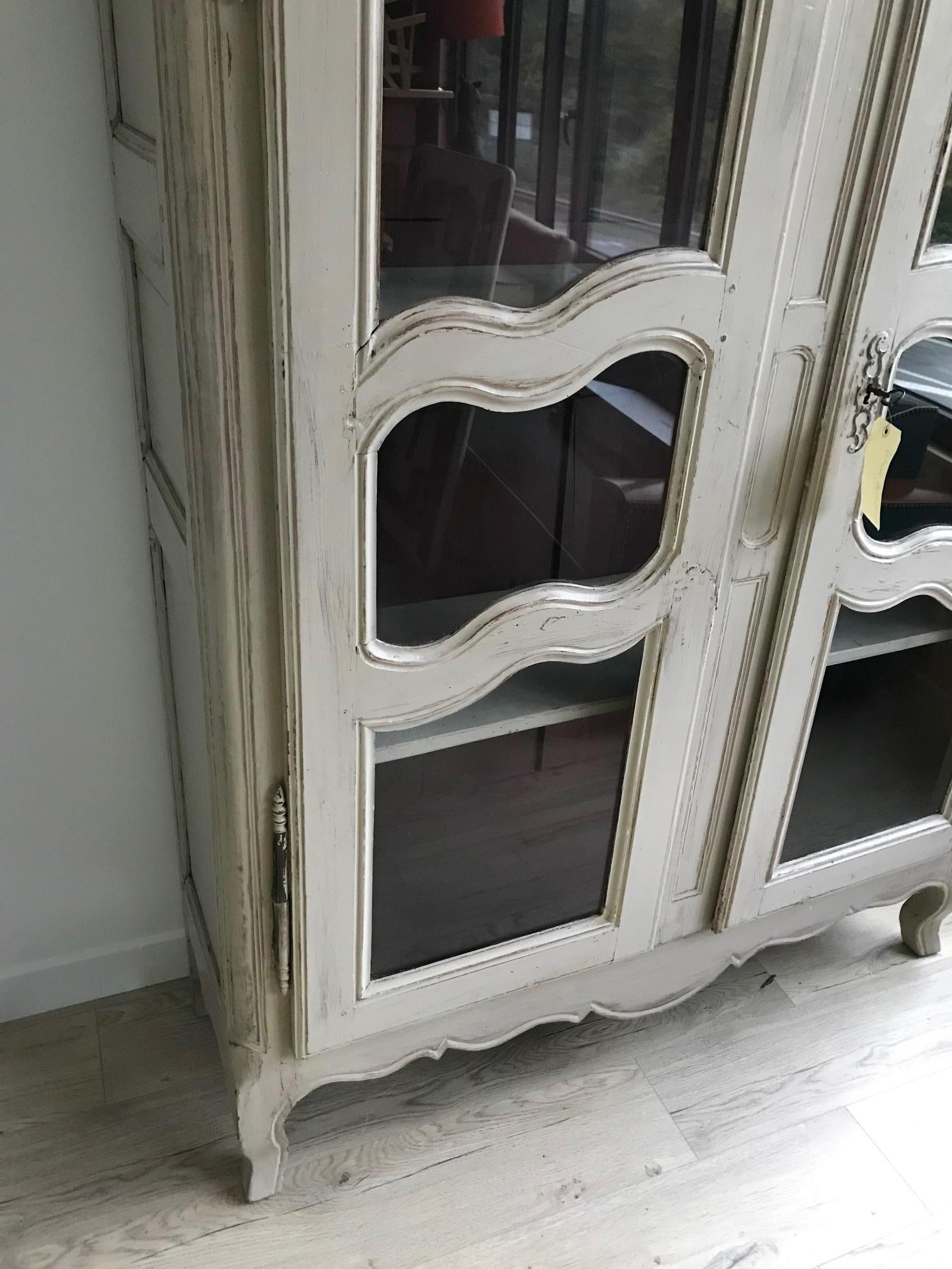 18th Century French Glass Patinated Louis XV Style Armoire For Sale 4