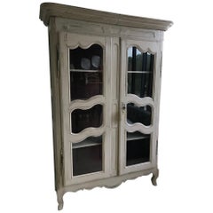 Vintage 18th Century French Glass Patinated Louis XV Style Armoire