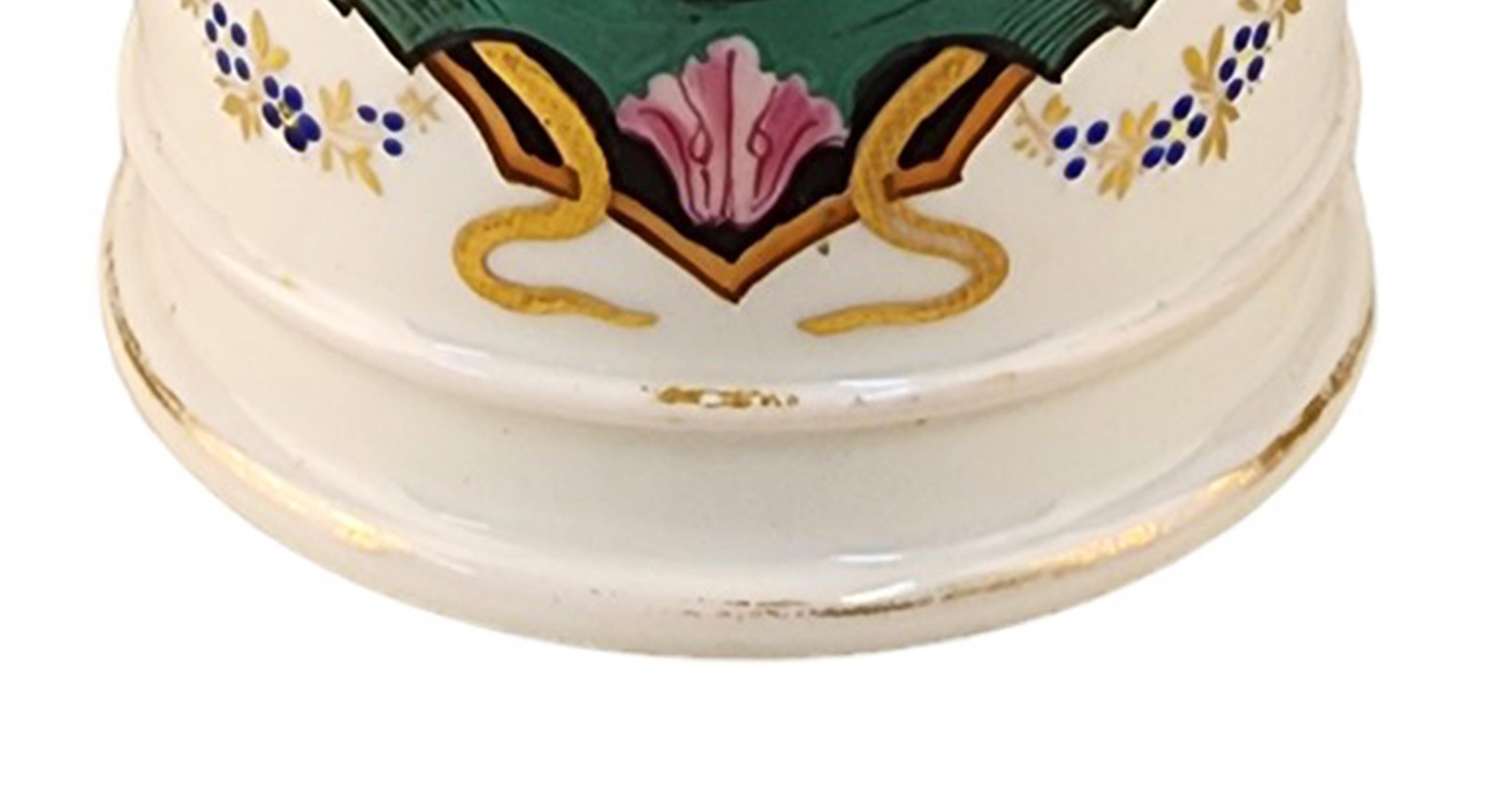 18th Century French Glazed Porcelain Apothecary/Pharmacy Jar - 'ALUM: ROCC: L:' In Good Condition For Sale In North Miami, FL