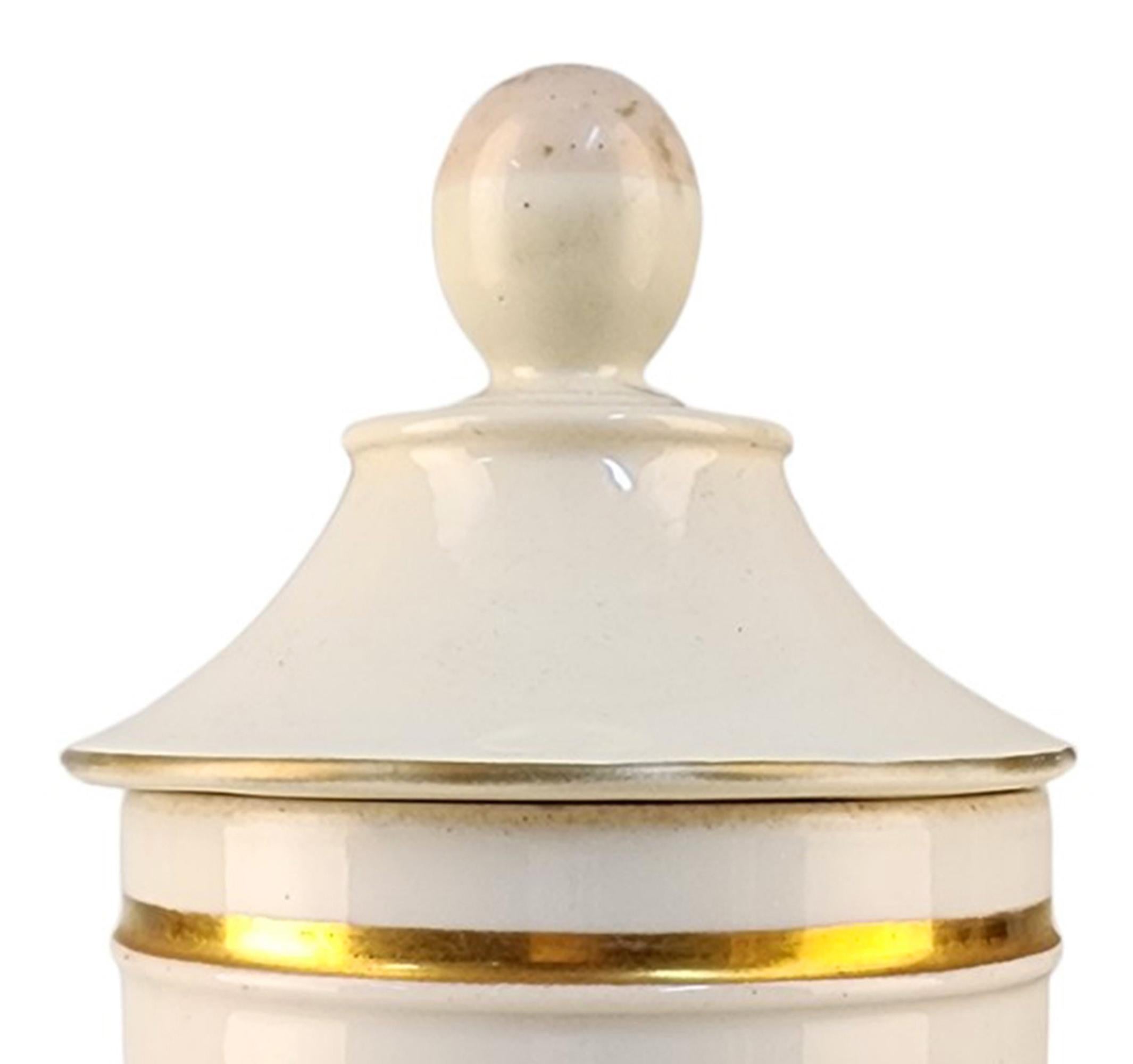 French Provincial 18th Century French Glazed Porcelain Apothecary/Pharmacy Jar - 'CER: GALENI' For Sale