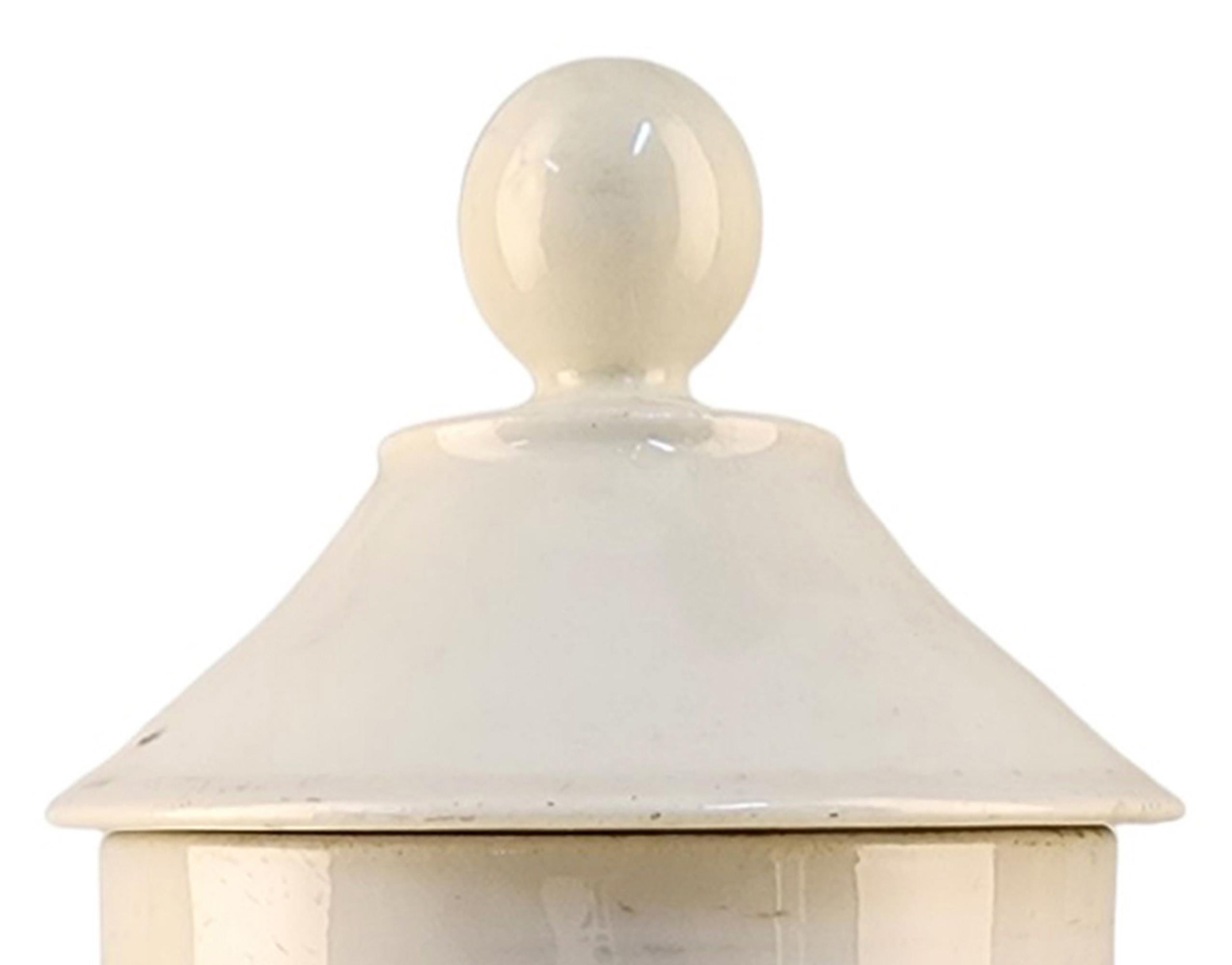 Ceramic 18th Century French Glazed Porcelain Apothecary/Pharmacy Jar - 'EXT: ALOËS S:' For Sale