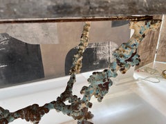 18th Century French Grape Detail Iron Table with Belgian Bluestone Top