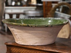 18th Century French Green Glazed Terracotta "Tian" Bowl from Provence