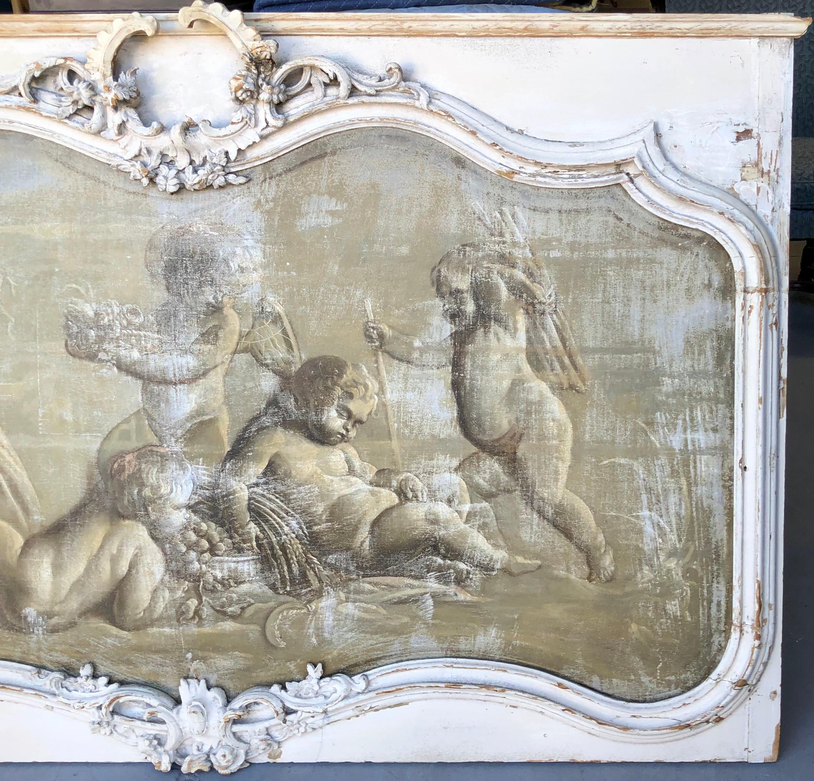 French Provincial 18th Century French Grisaille Overdoor Painting