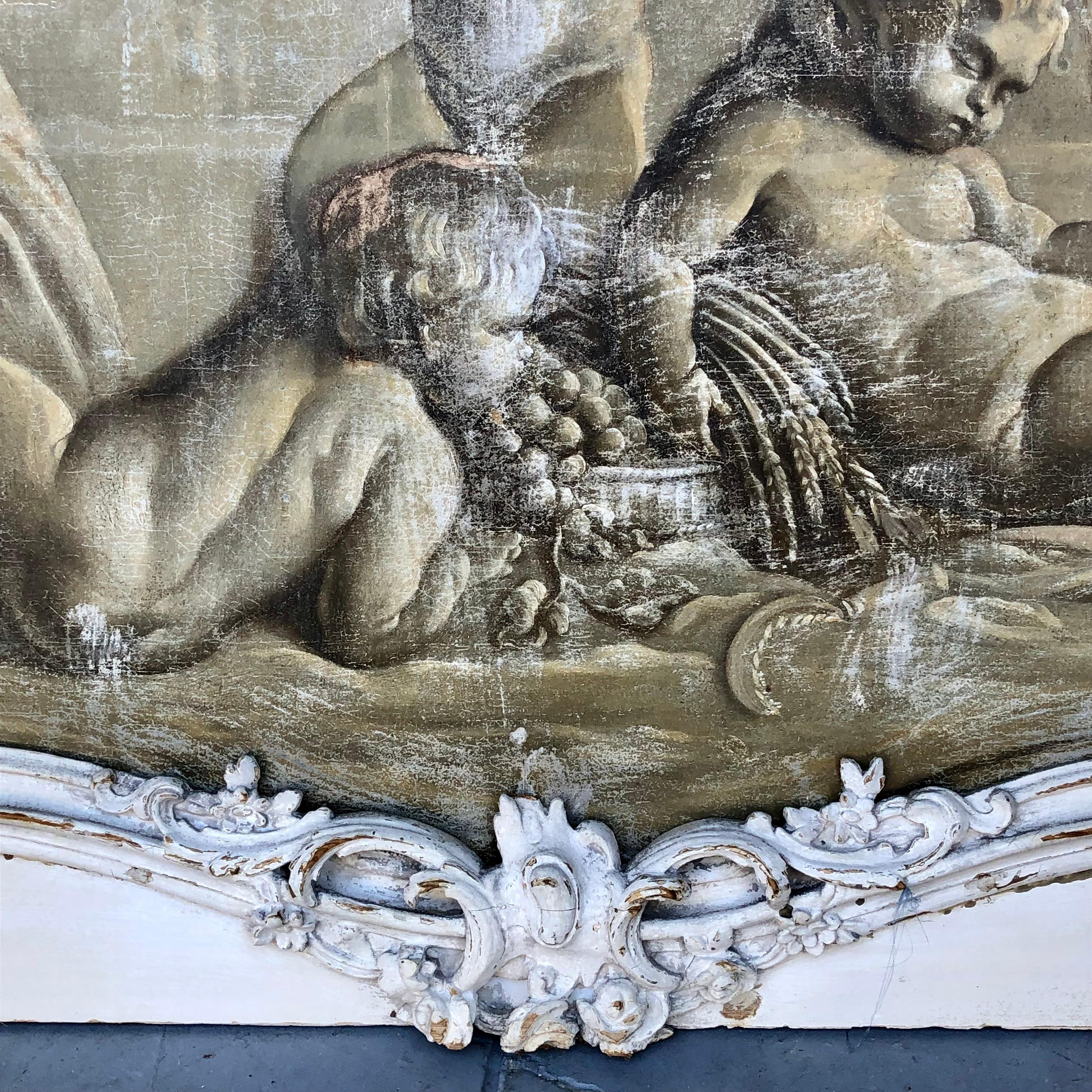 18th Century French Grisaille Overdoor Painting In Fair Condition In Bradenton, FL
