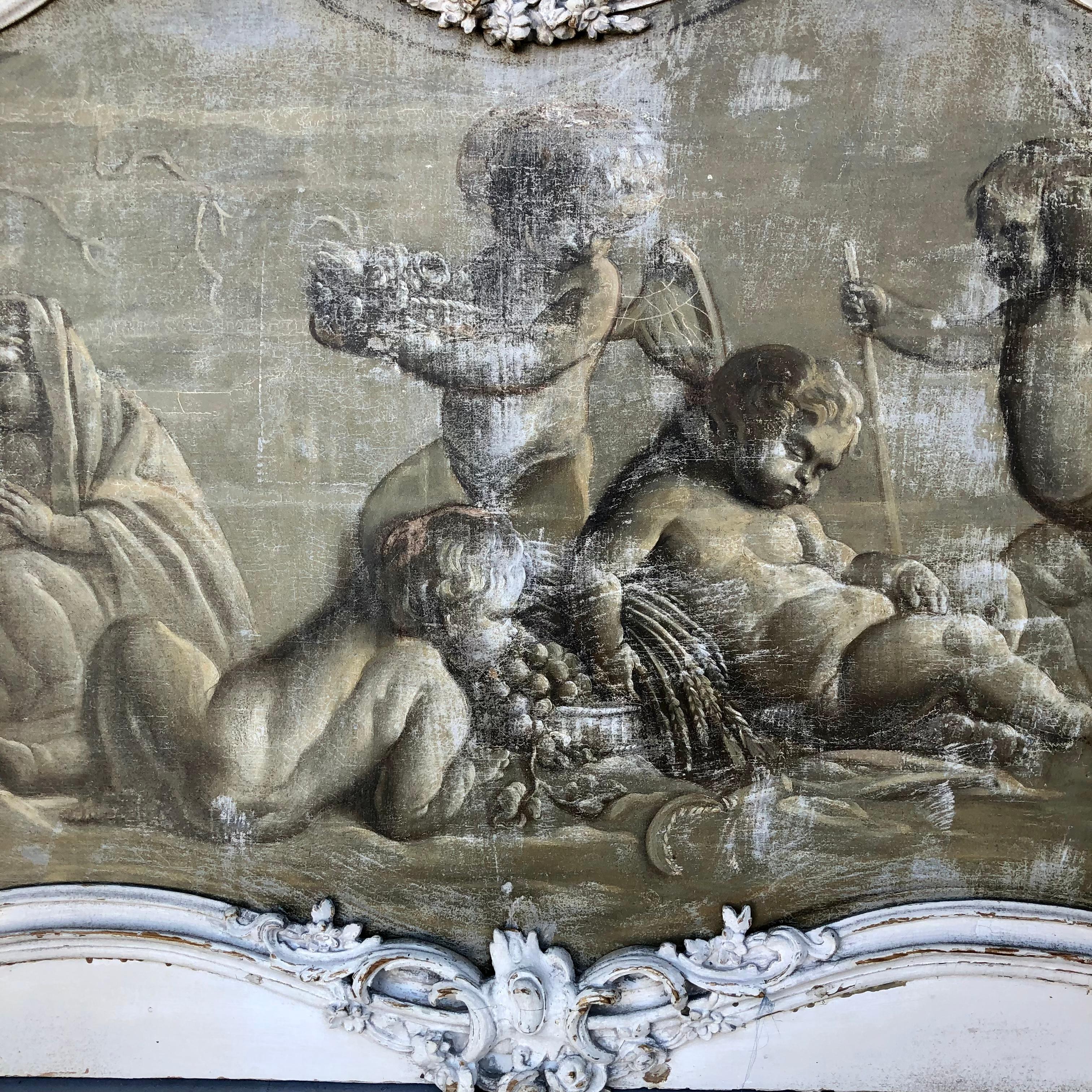 18th Century and Earlier 18th Century French Grisaille Overdoor Painting