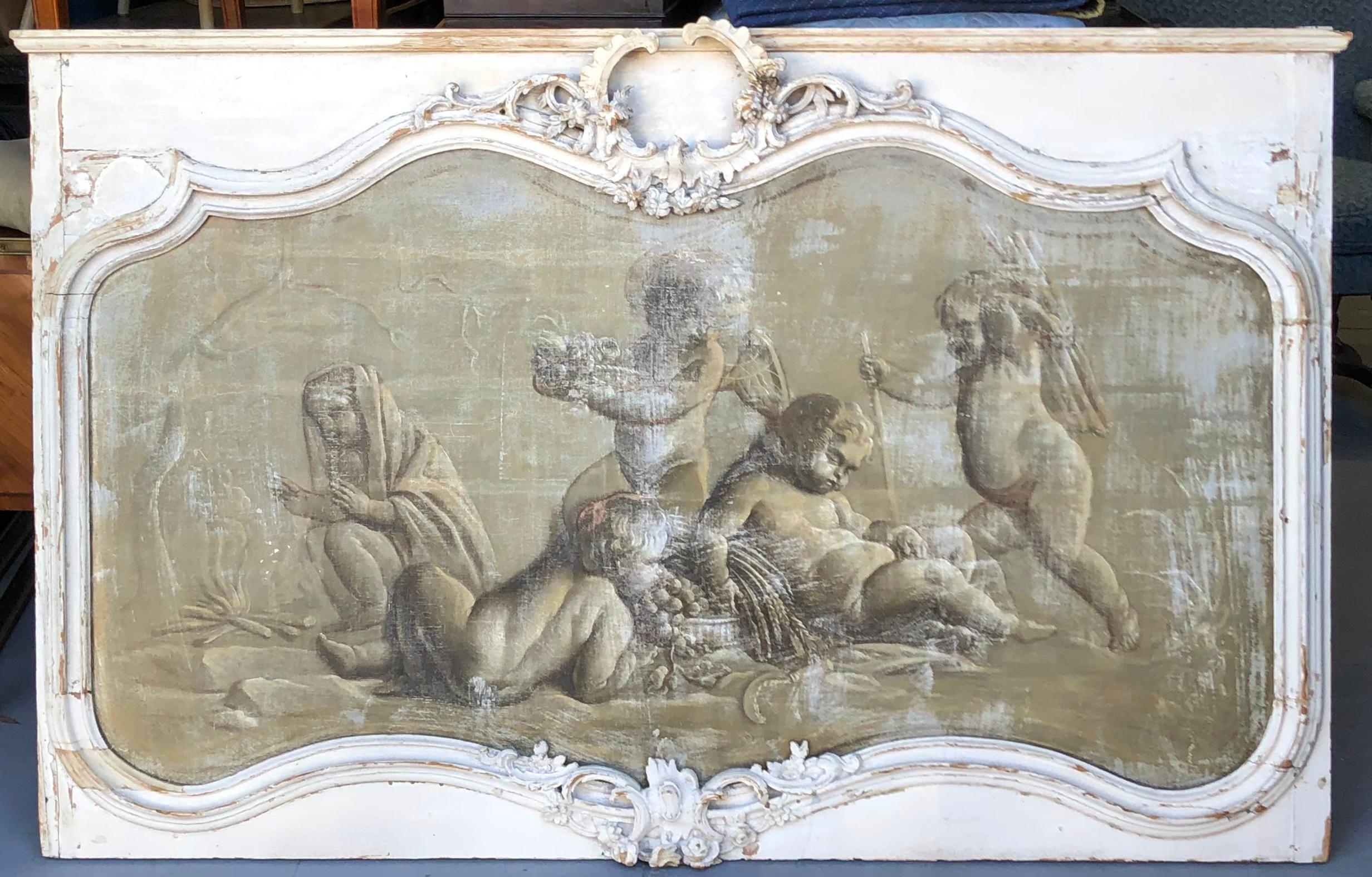 18th Century French Grisaille Overdoor Painting 4