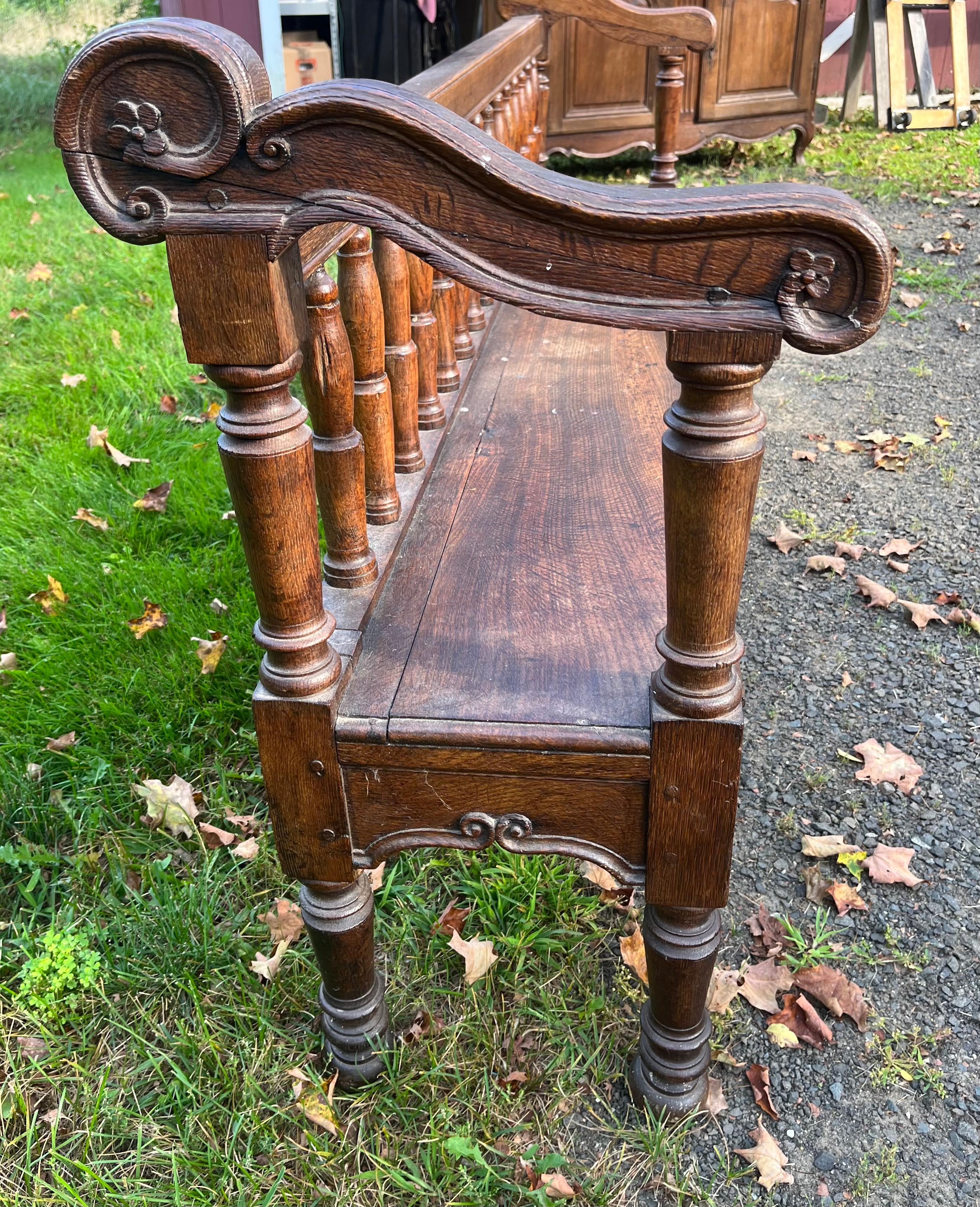 Hand-Carved 18th Century French Hall Bench
