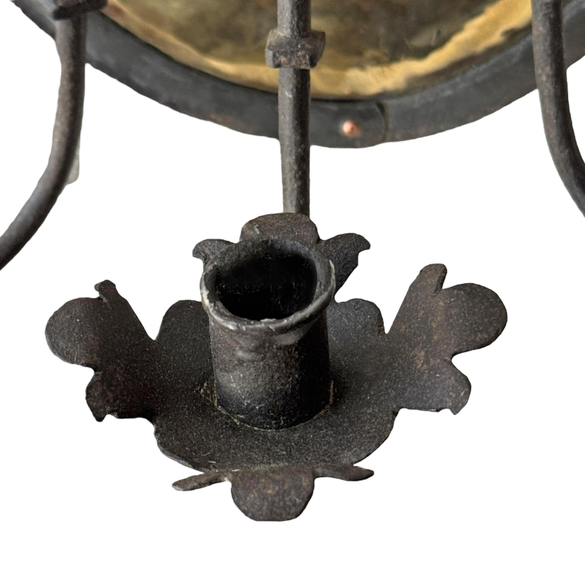 18th Century French Hammered Brass Sconces 6
