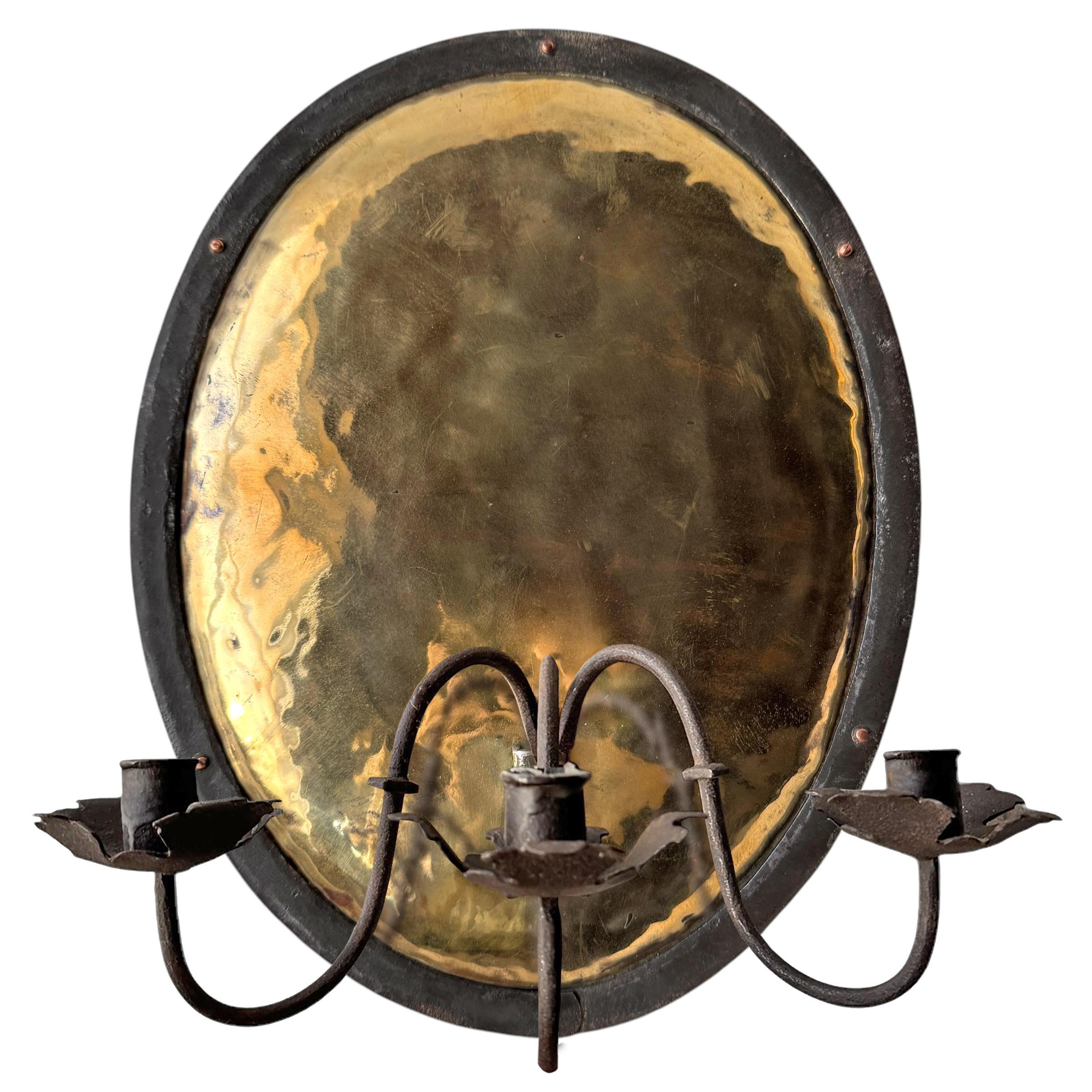 18th Century French Hammered Brass Sconces In Good Condition In Chicago, IL