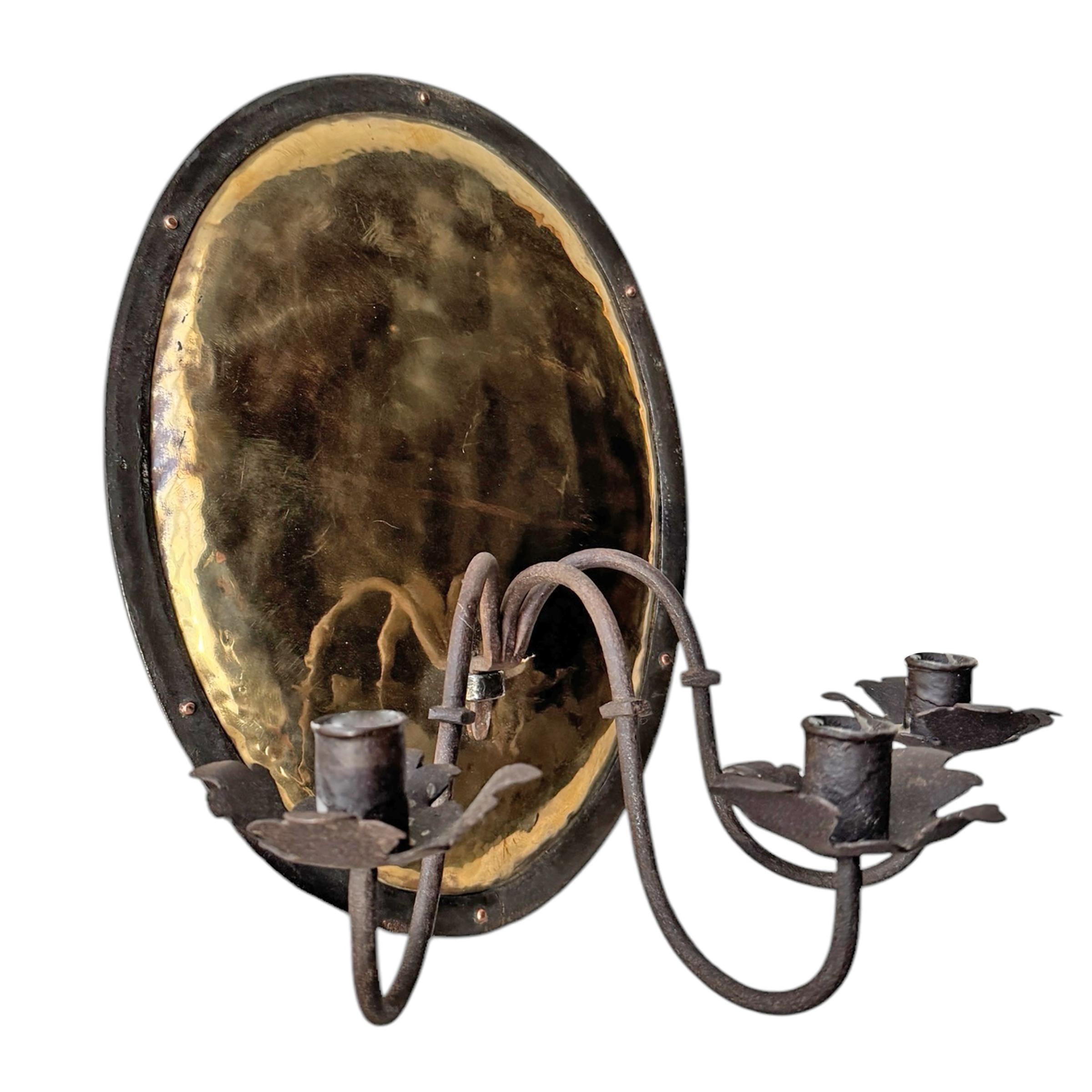 18th Century and Earlier 18th Century French Hammered Brass Sconces