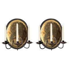 18th Century French Hammered Brass Sconces