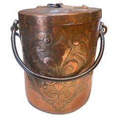 Antique 18th Century French Hammered Copper Container for Food Preservation
