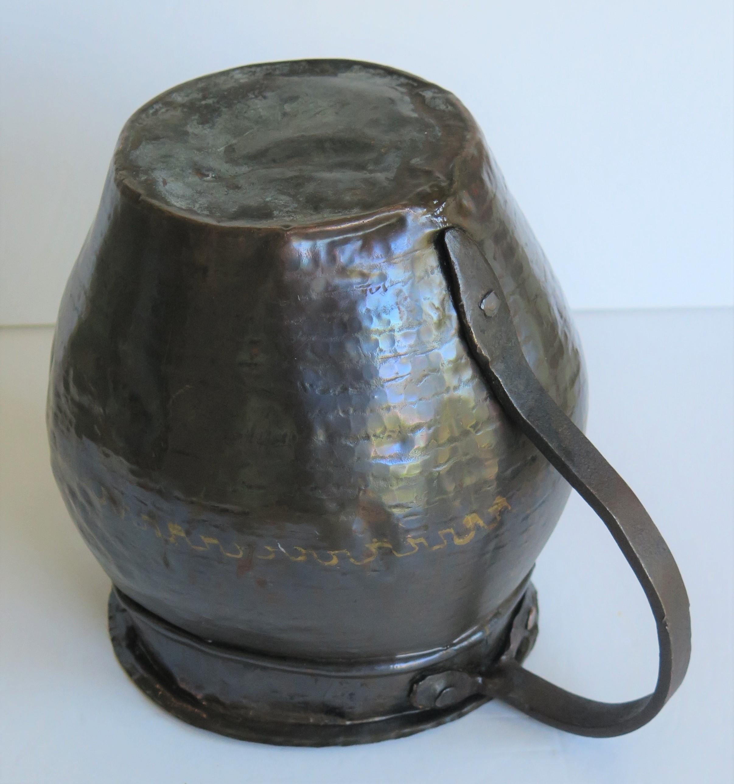 18th Century French Hammered Copper Jug or Pitcher with Iron Loop Handle For Sale 10