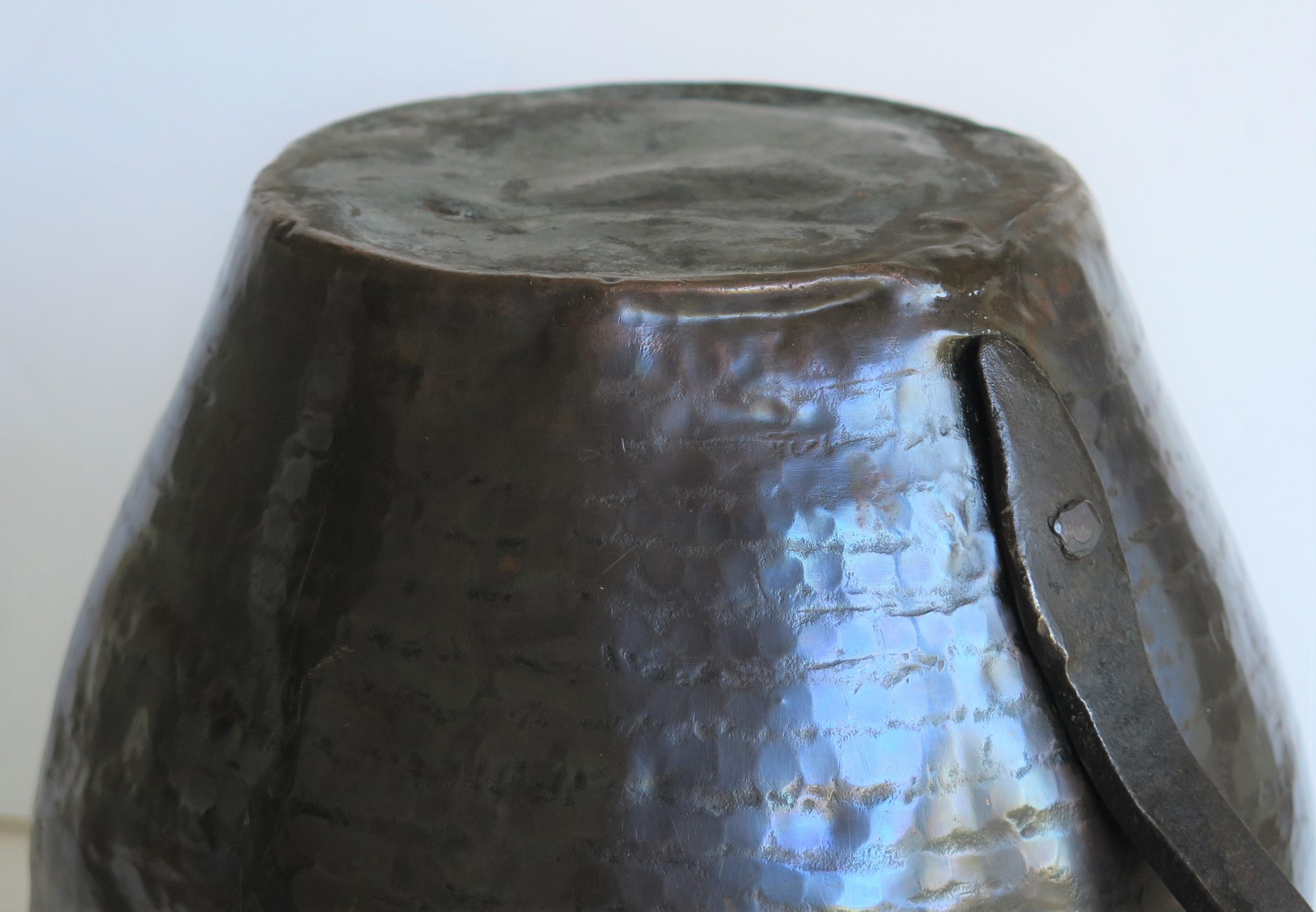 18th Century Hammered Copper Jug or Pitcher with Iron Loop Handle, French For Sale 11
