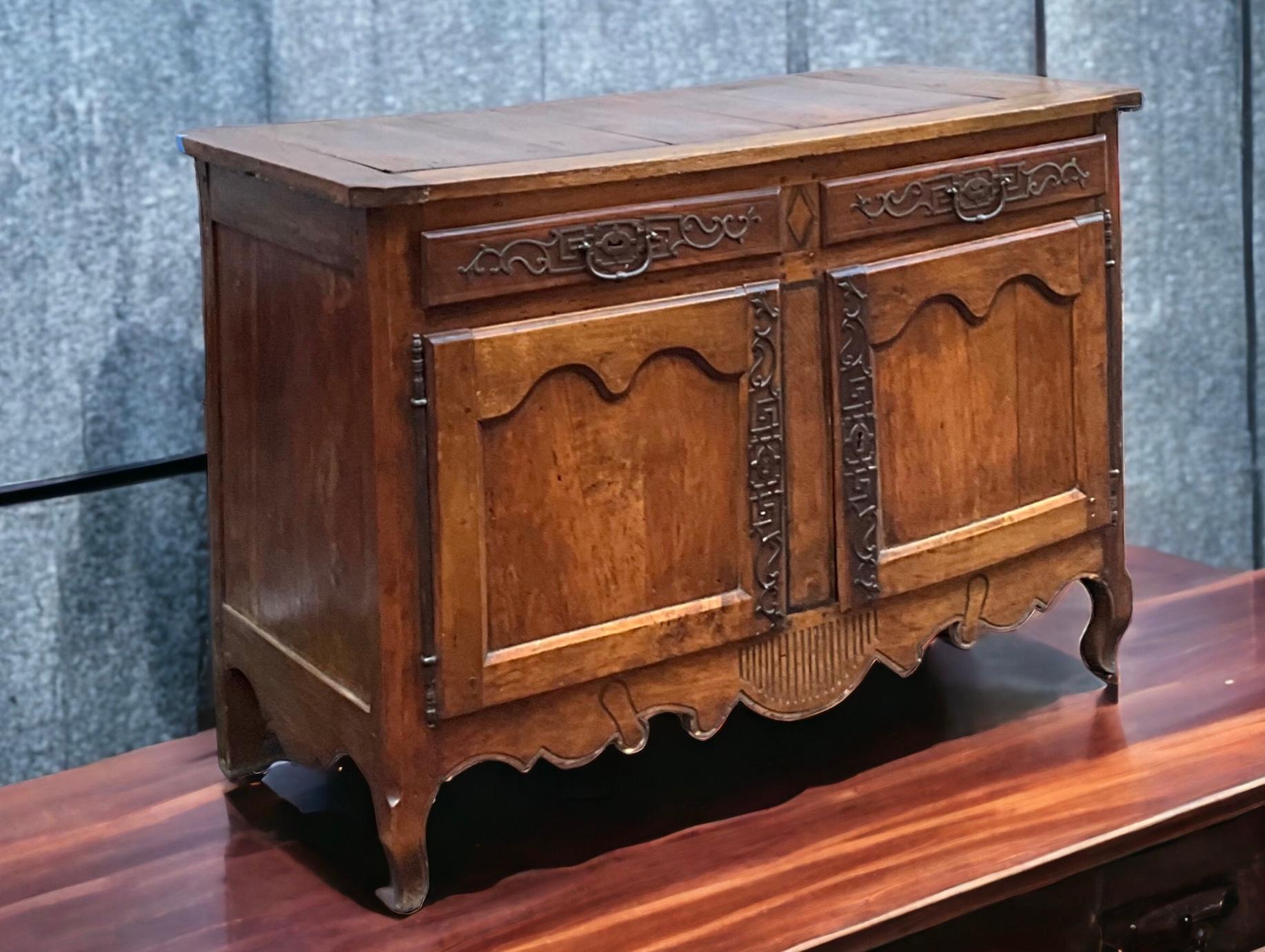18th Century French Hand Carved Fruitwood & Iron Cabinet Or Sideboard For Sale 6
