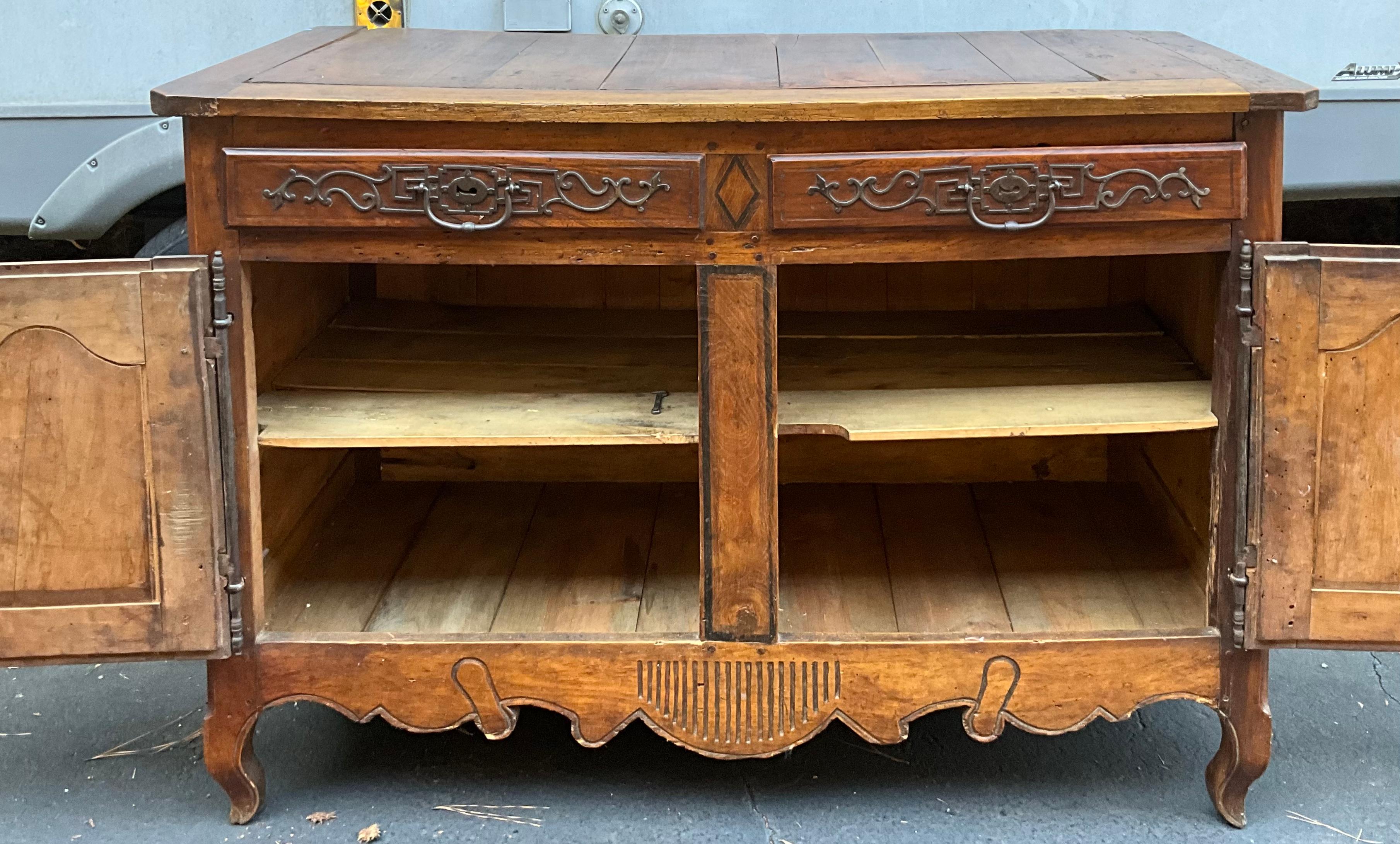 18th Century French Hand Carved Fruitwood & Iron Cabinet Or Sideboard For Sale 2