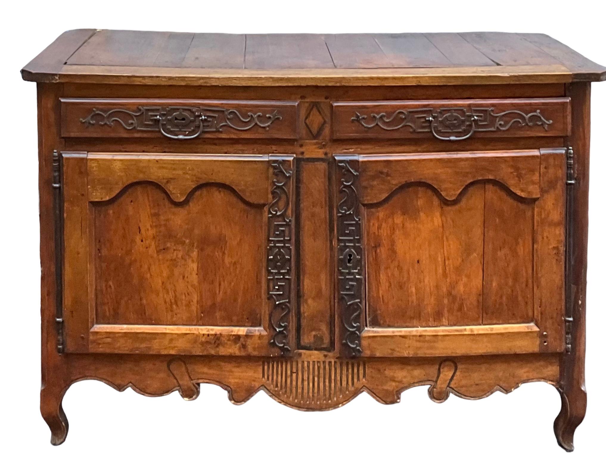 18th Century French Hand Carved Fruitwood & Iron Cabinet Or Sideboard For Sale 4