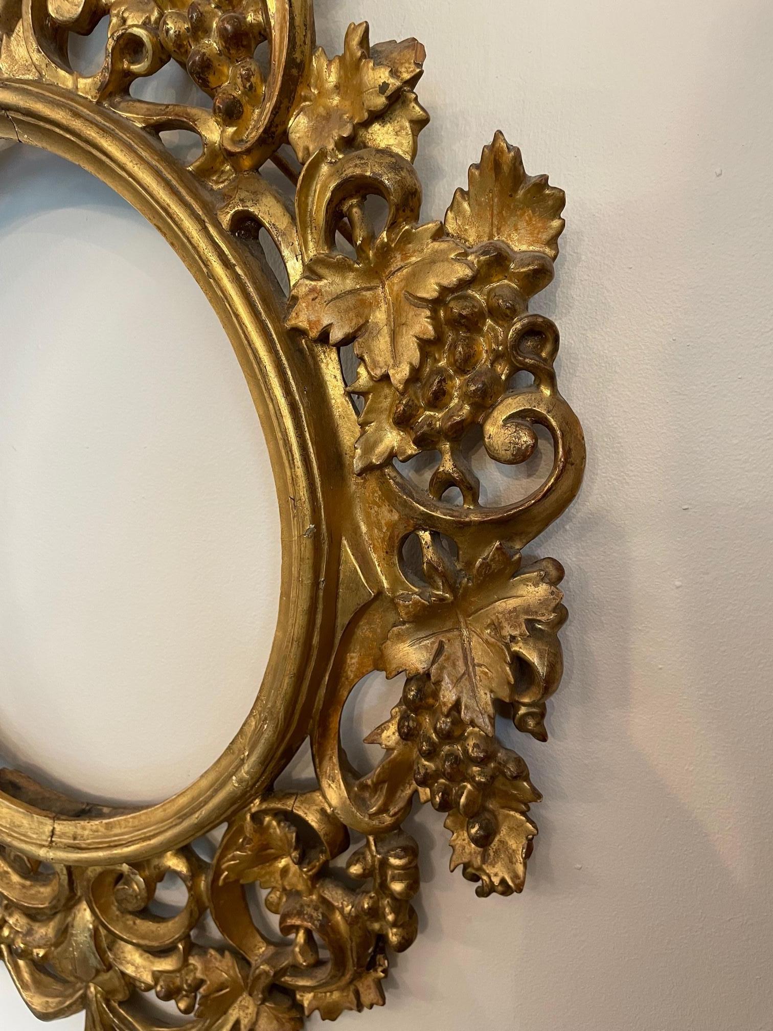 18th Century French Hand Carved Golden Wood Frame 1