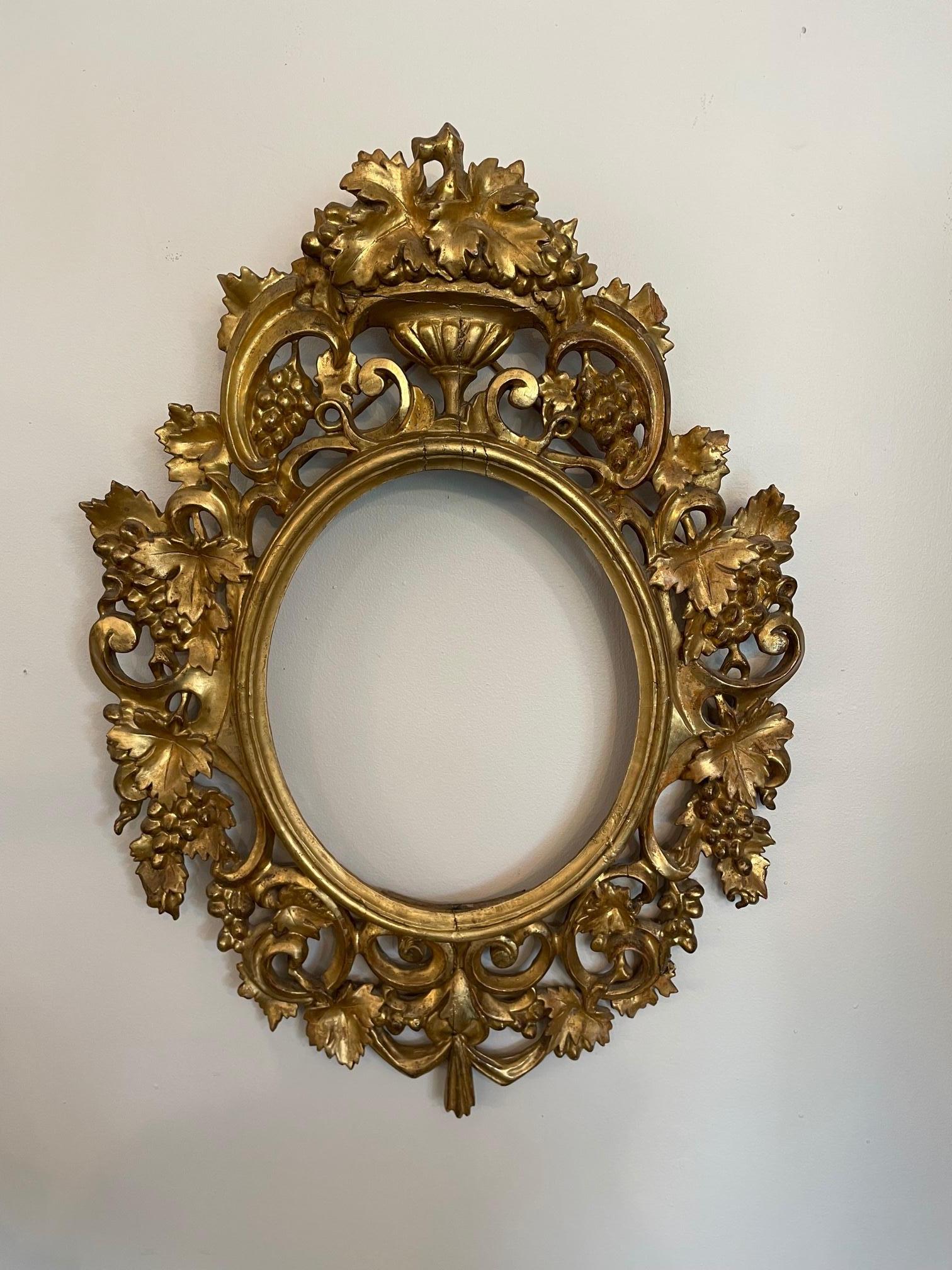 18th Century French Hand Carved Golden Wood Frame 2