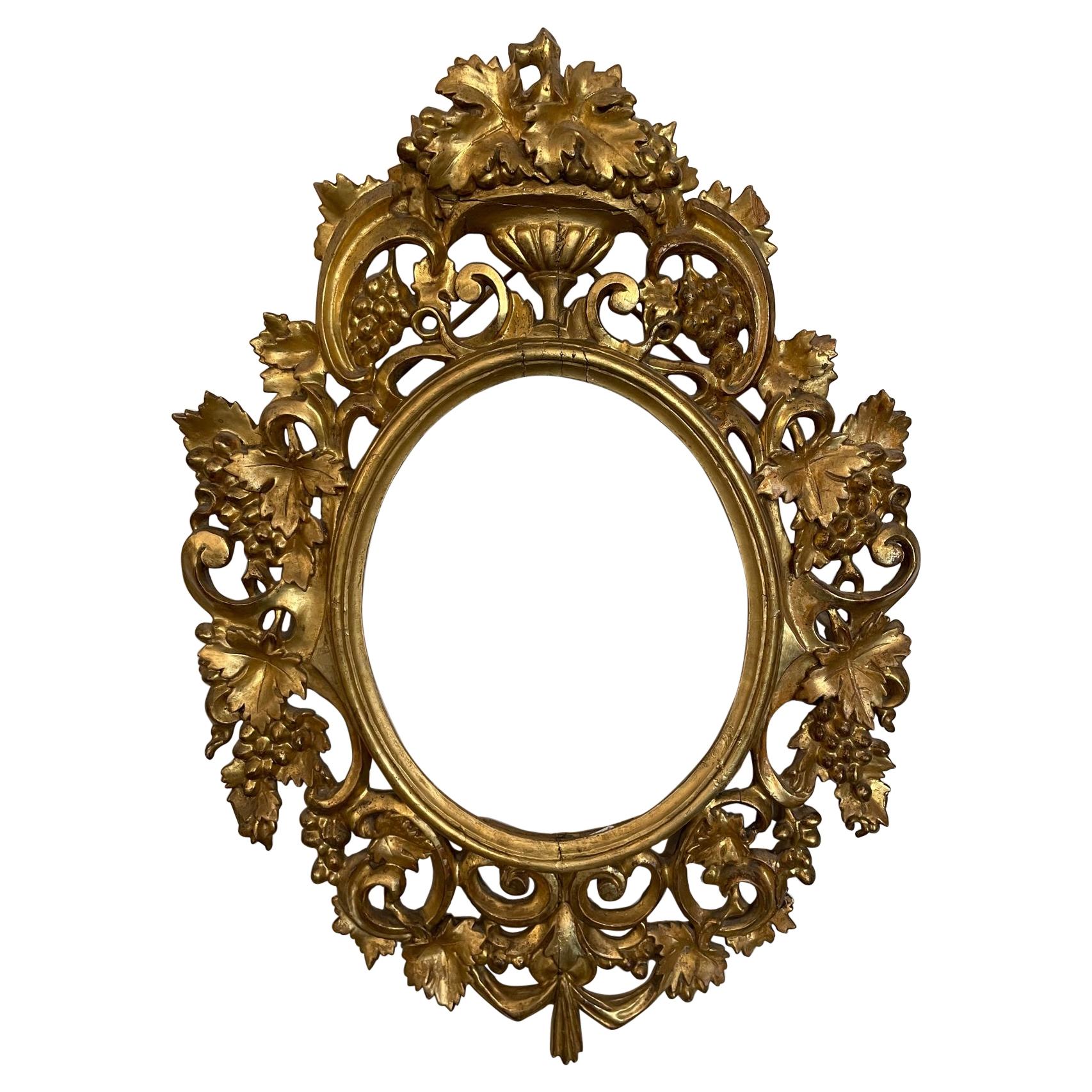 18th Century French Hand Carved Golden Wood Frame