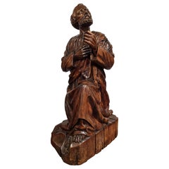 18th Century French Hand Carved Walnut Sculpture of Saint Peter the Apostle