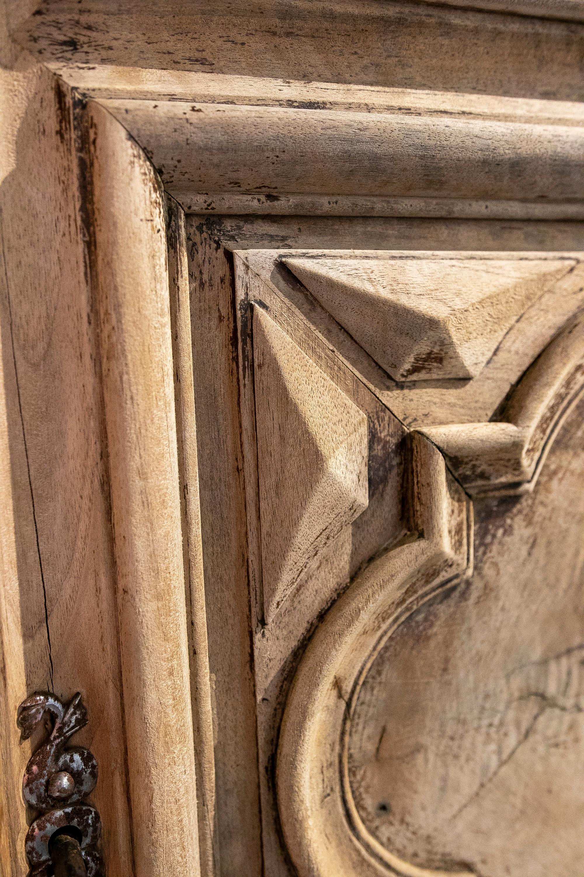 18th Century French Hand-Carved Walnut Wardrobe with Two Doors 8