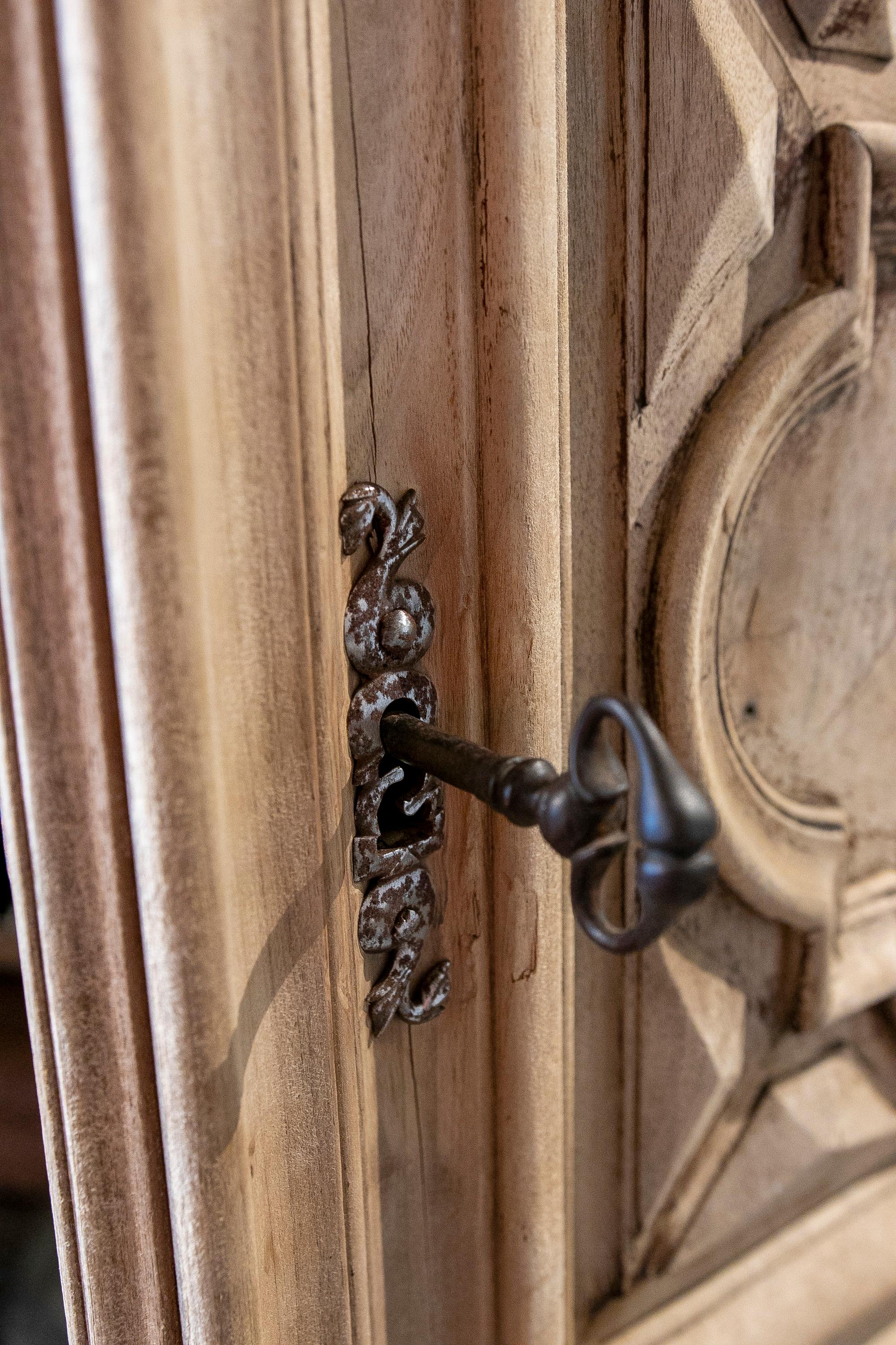 18th Century French Hand-Carved Walnut Wardrobe with Two Doors 9