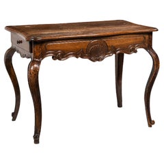 18th Century French Hand Carved Walnut Writing Table with Two Drawers Louis XV
